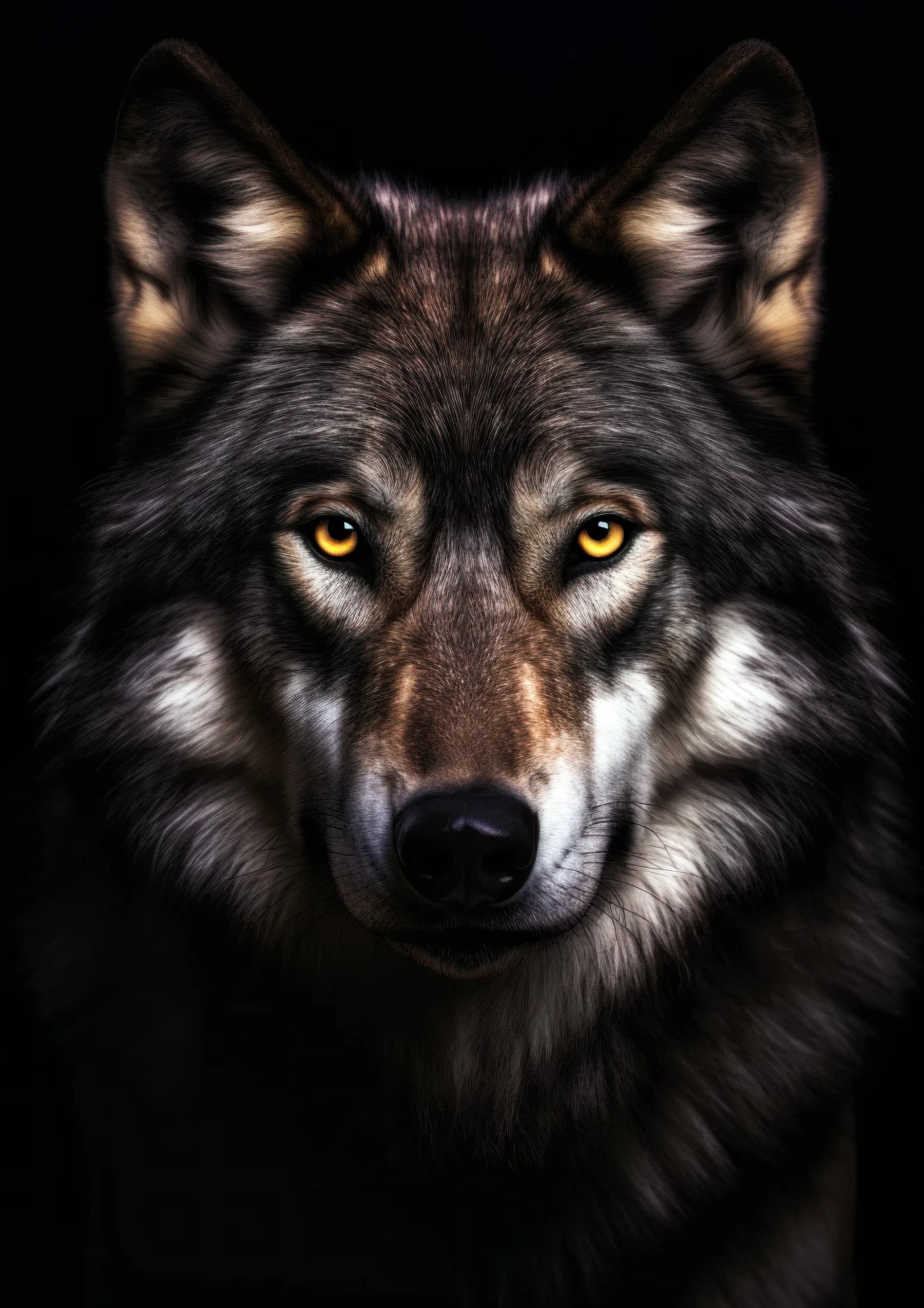 Lobo gris de ojos ambar
