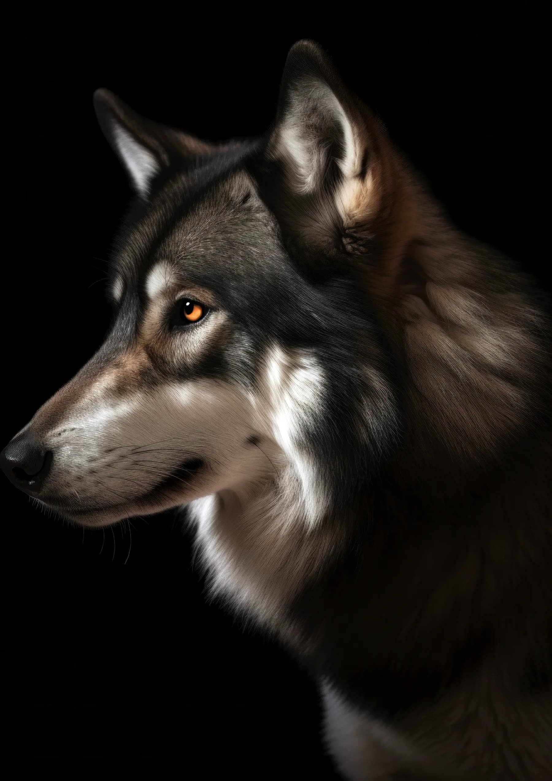 Lobo de perfil con mirada fija