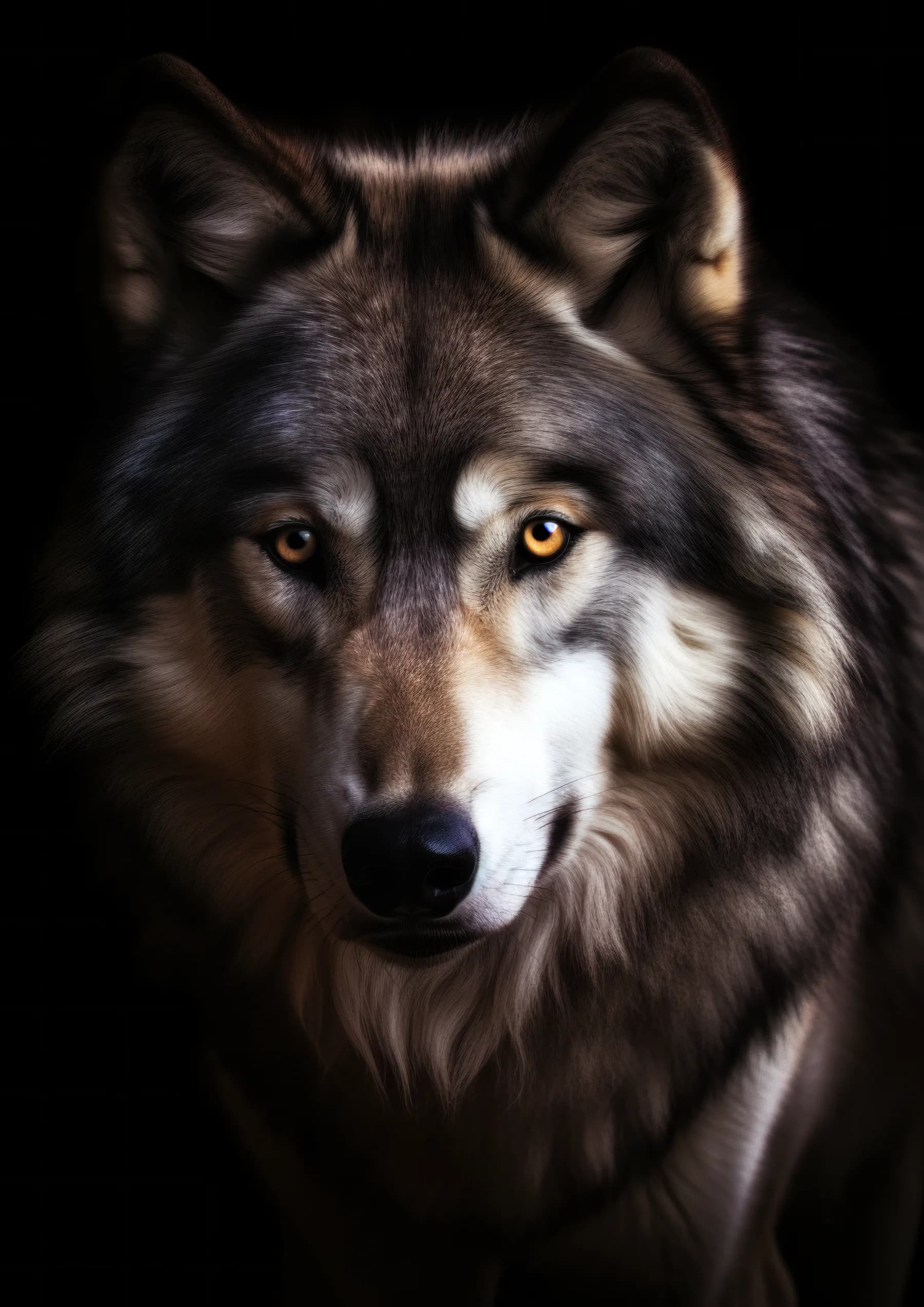 Lobo gris de mirada penetrante