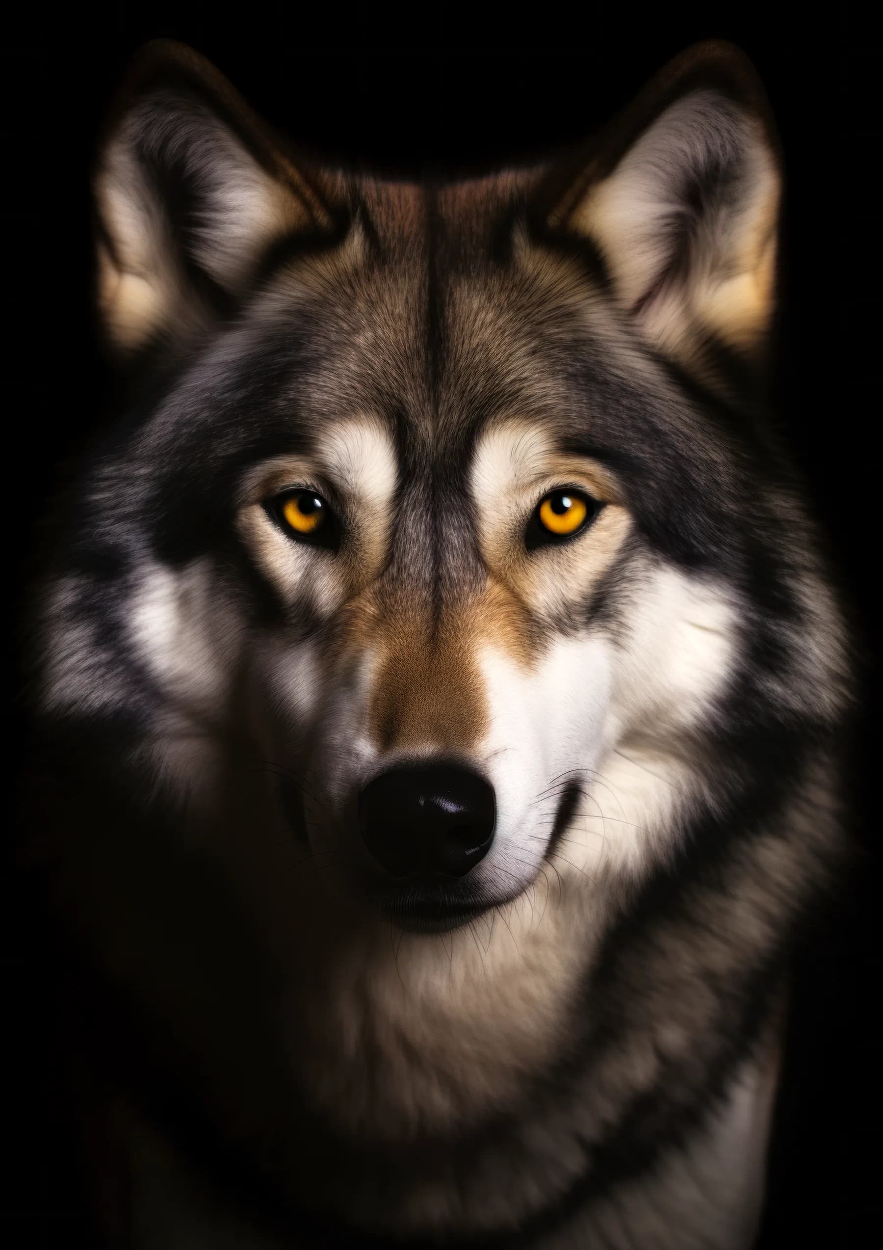 Lobo de ojos dorados intensos