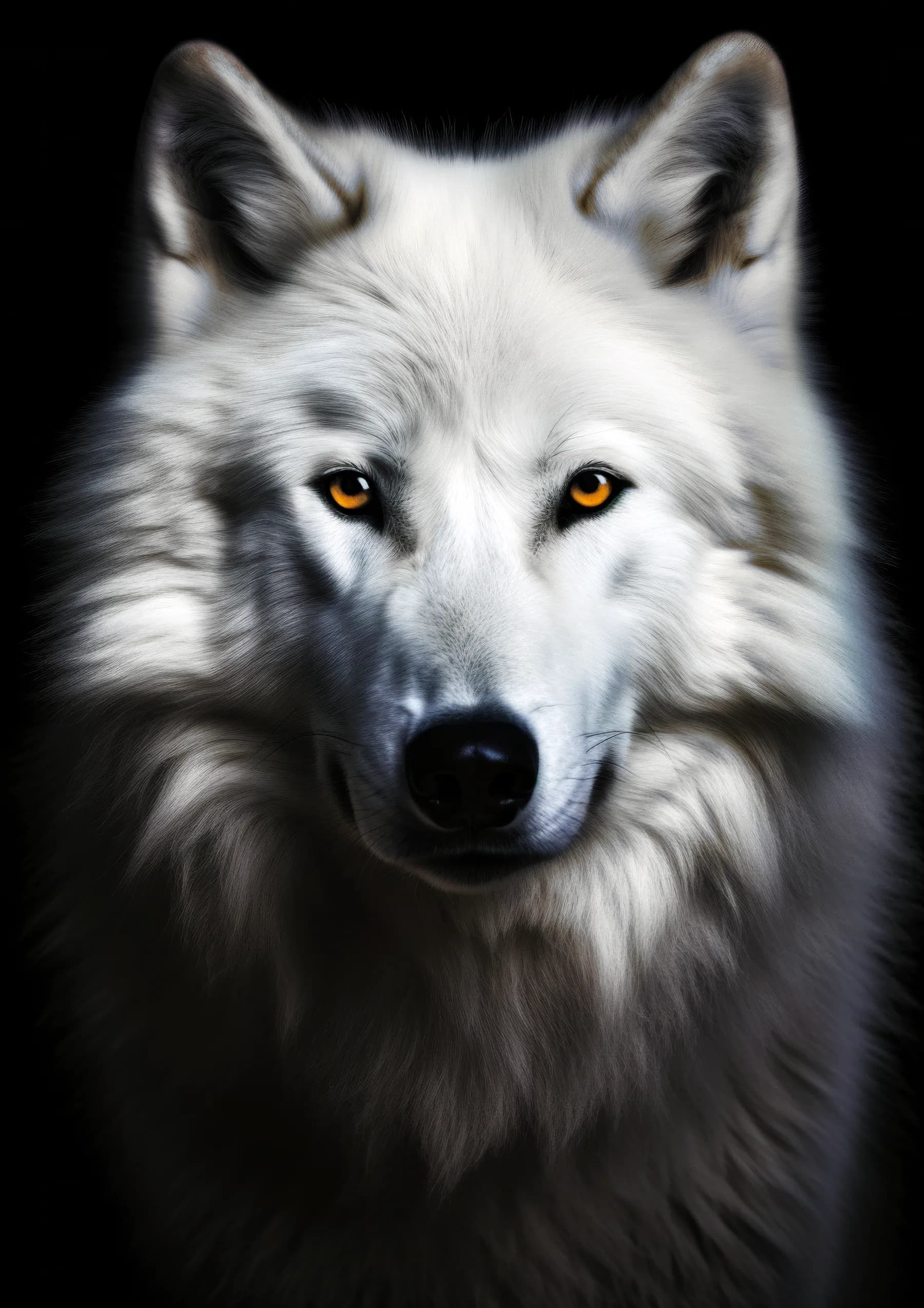 Lobo blanco de ojos dorados