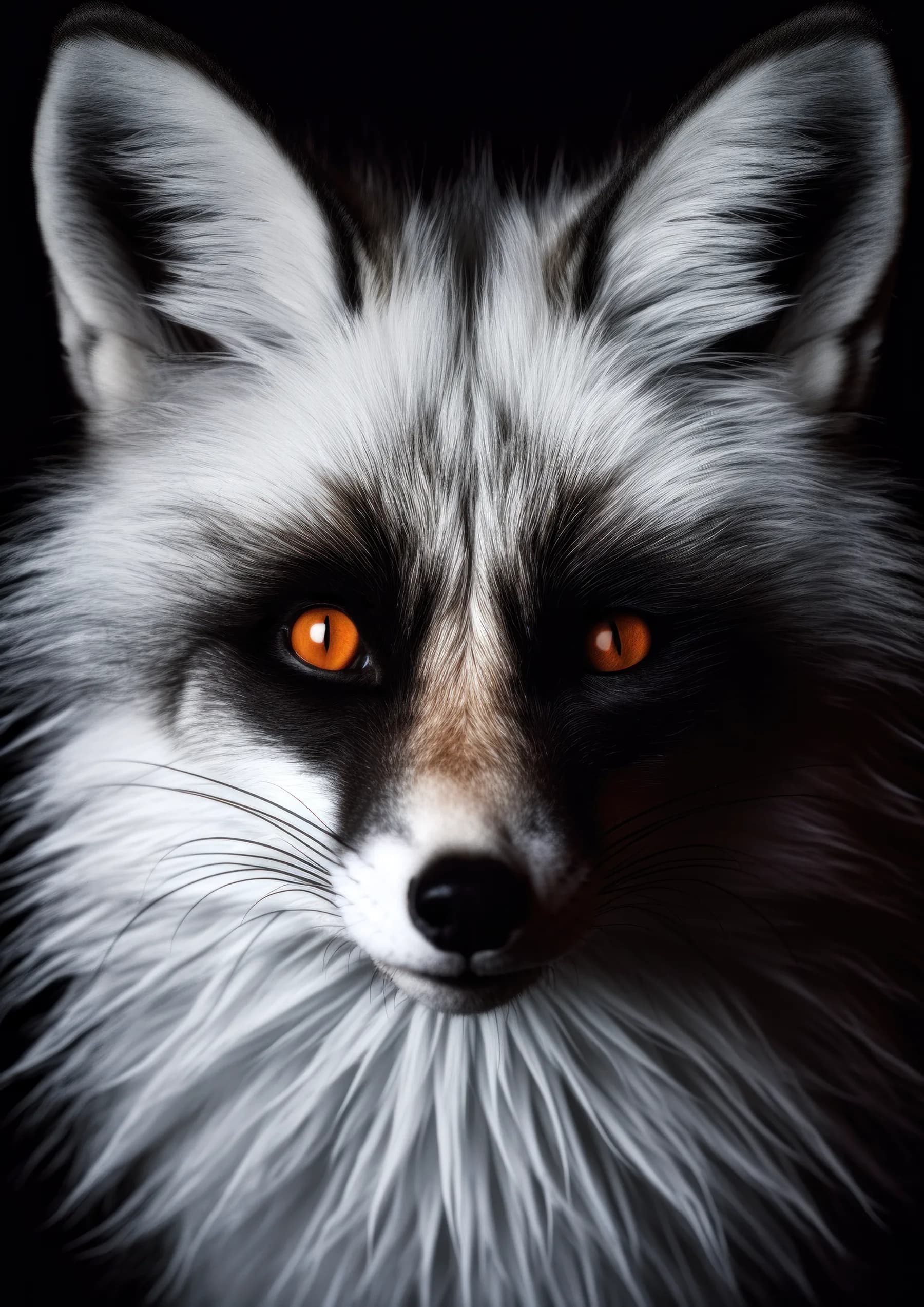 Zorro plateado de ojos naranjas
