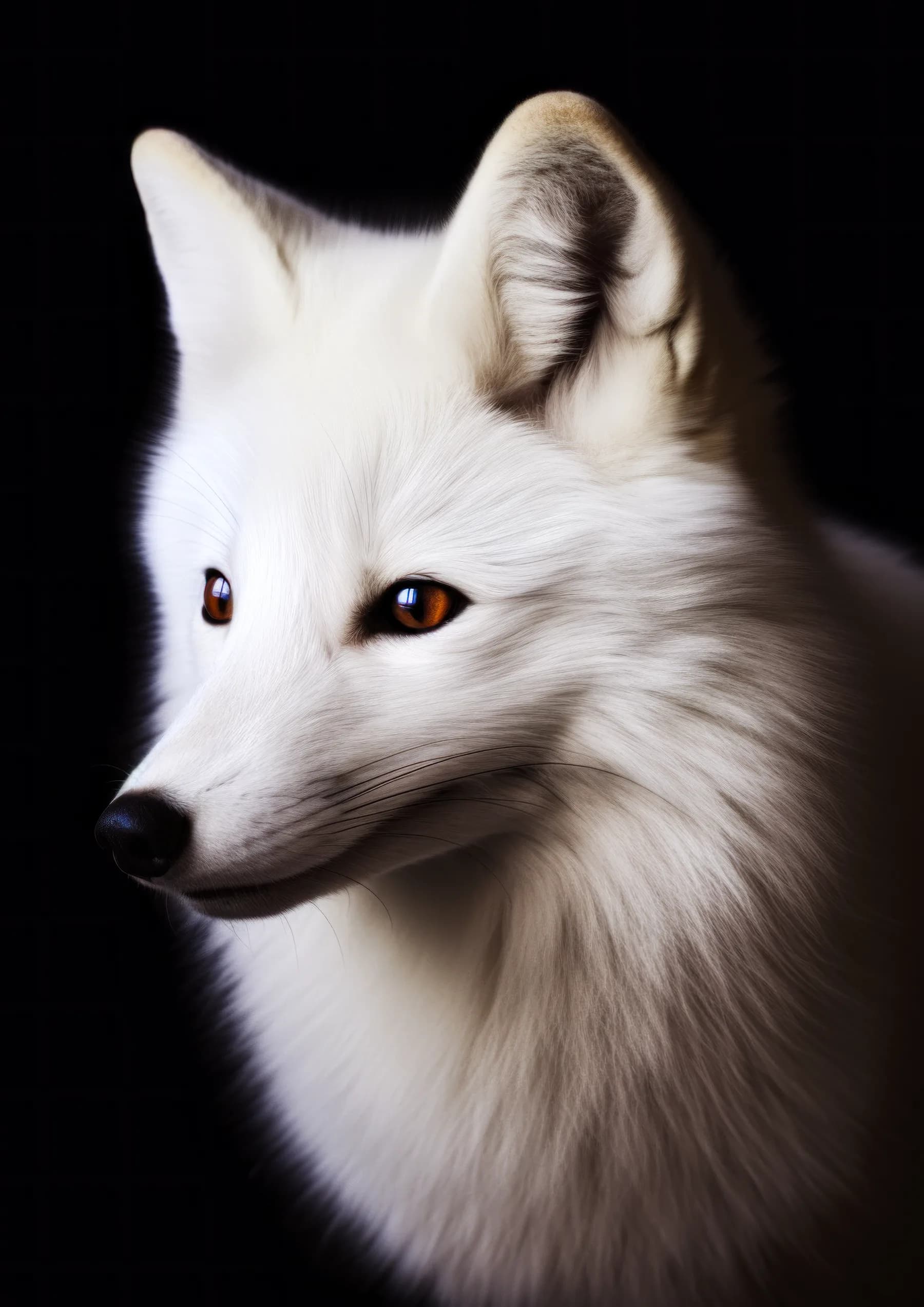 Zorro artico blanco de ojos naranjas