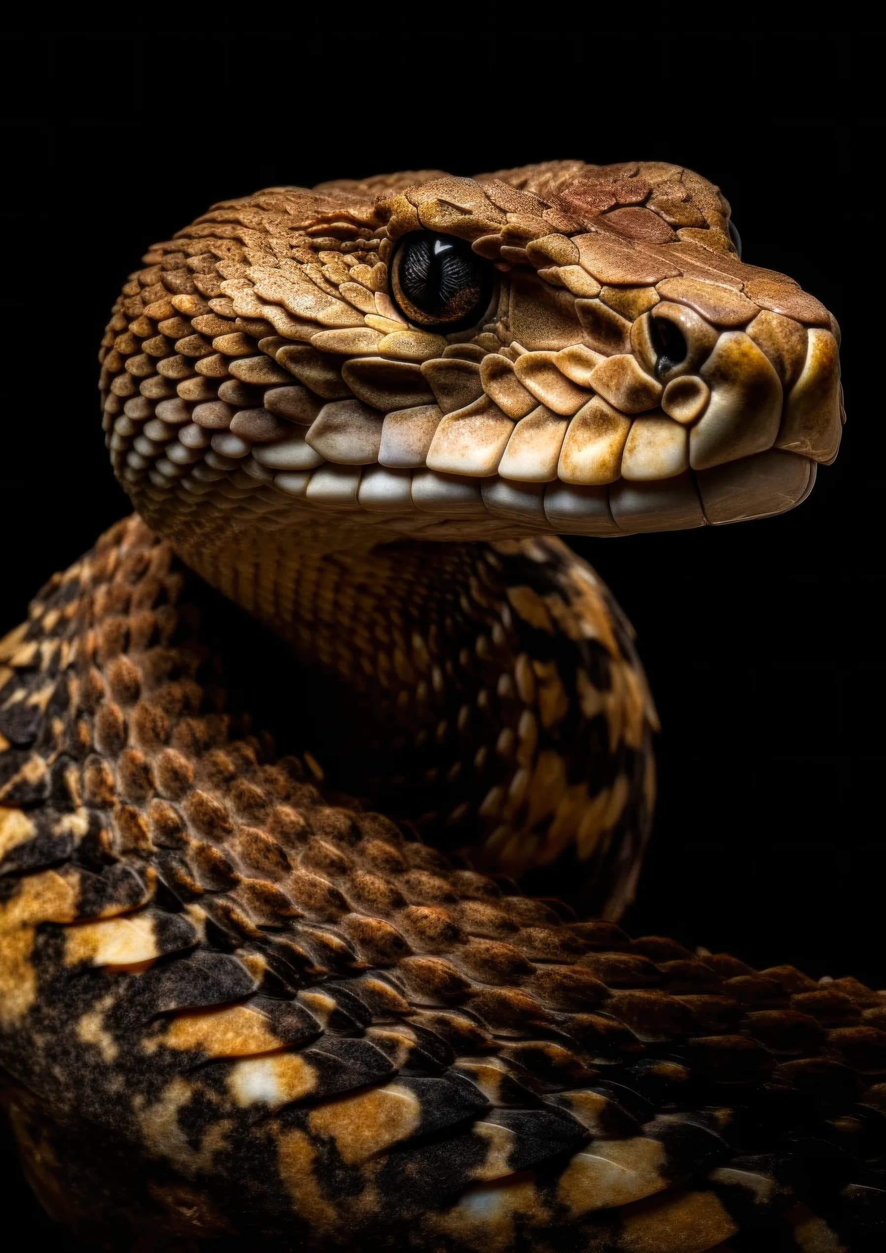 Serpiente marron enroscada