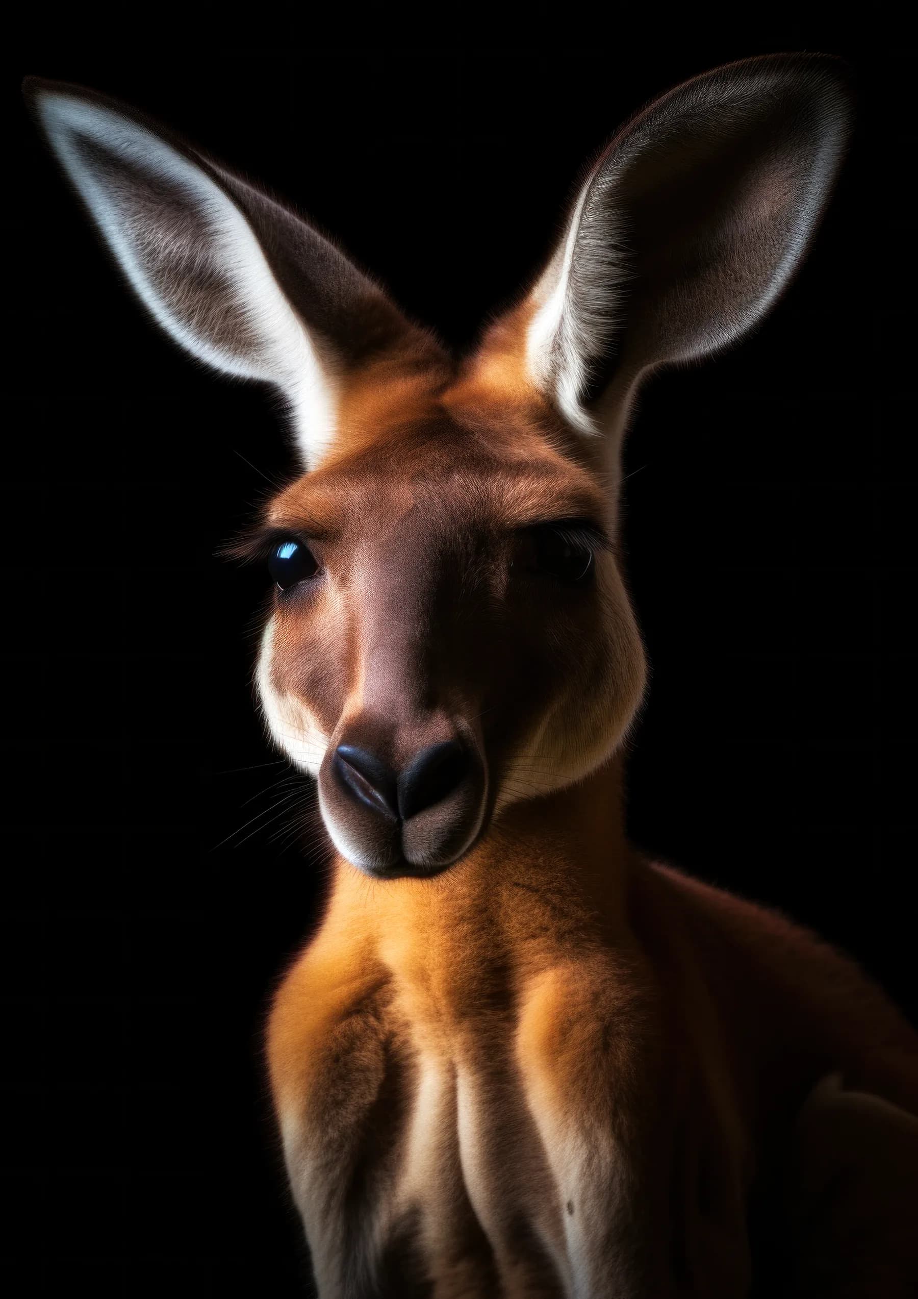 Canguro de perfil con orejas grandes