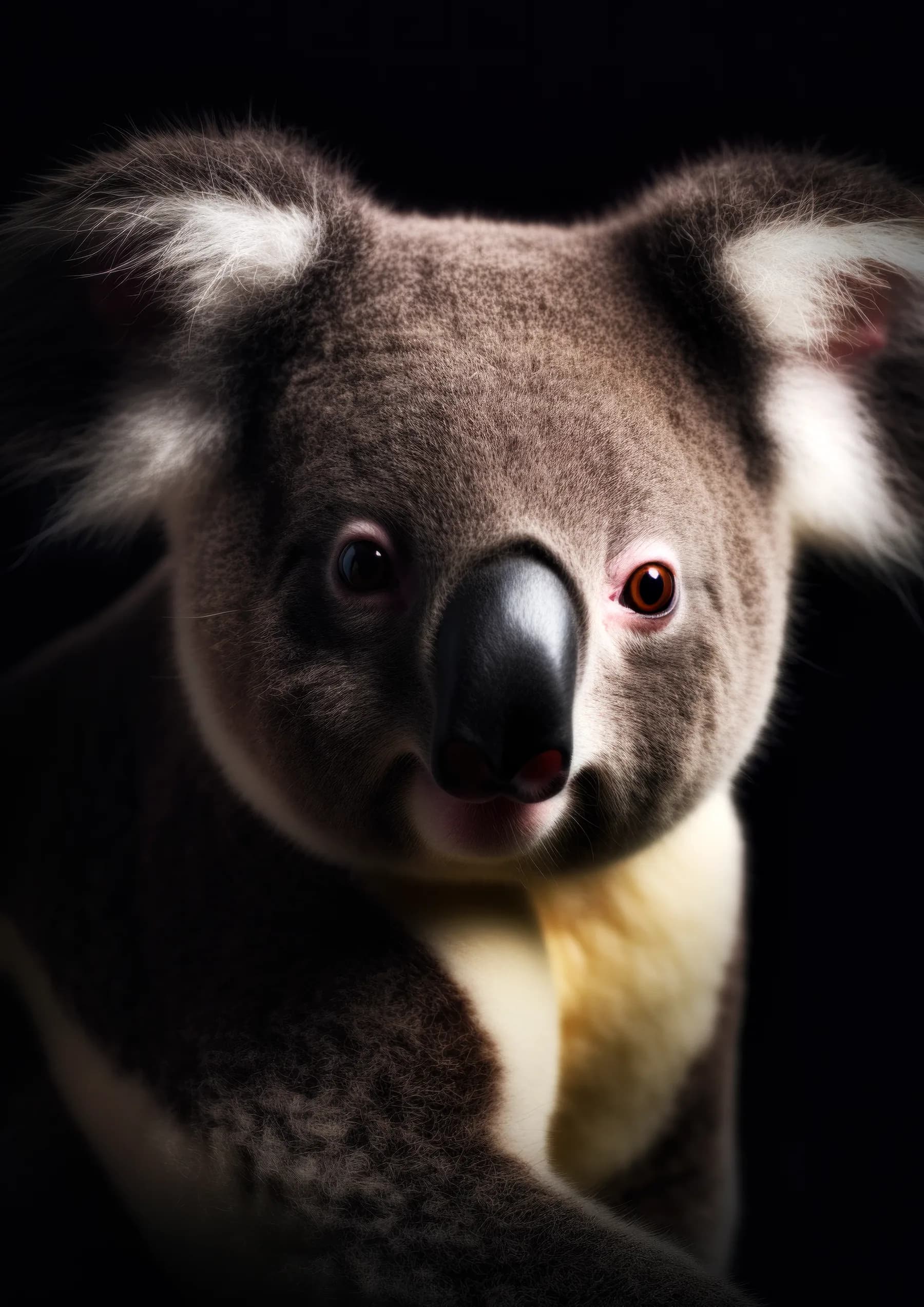 Koala con ojos rojizos