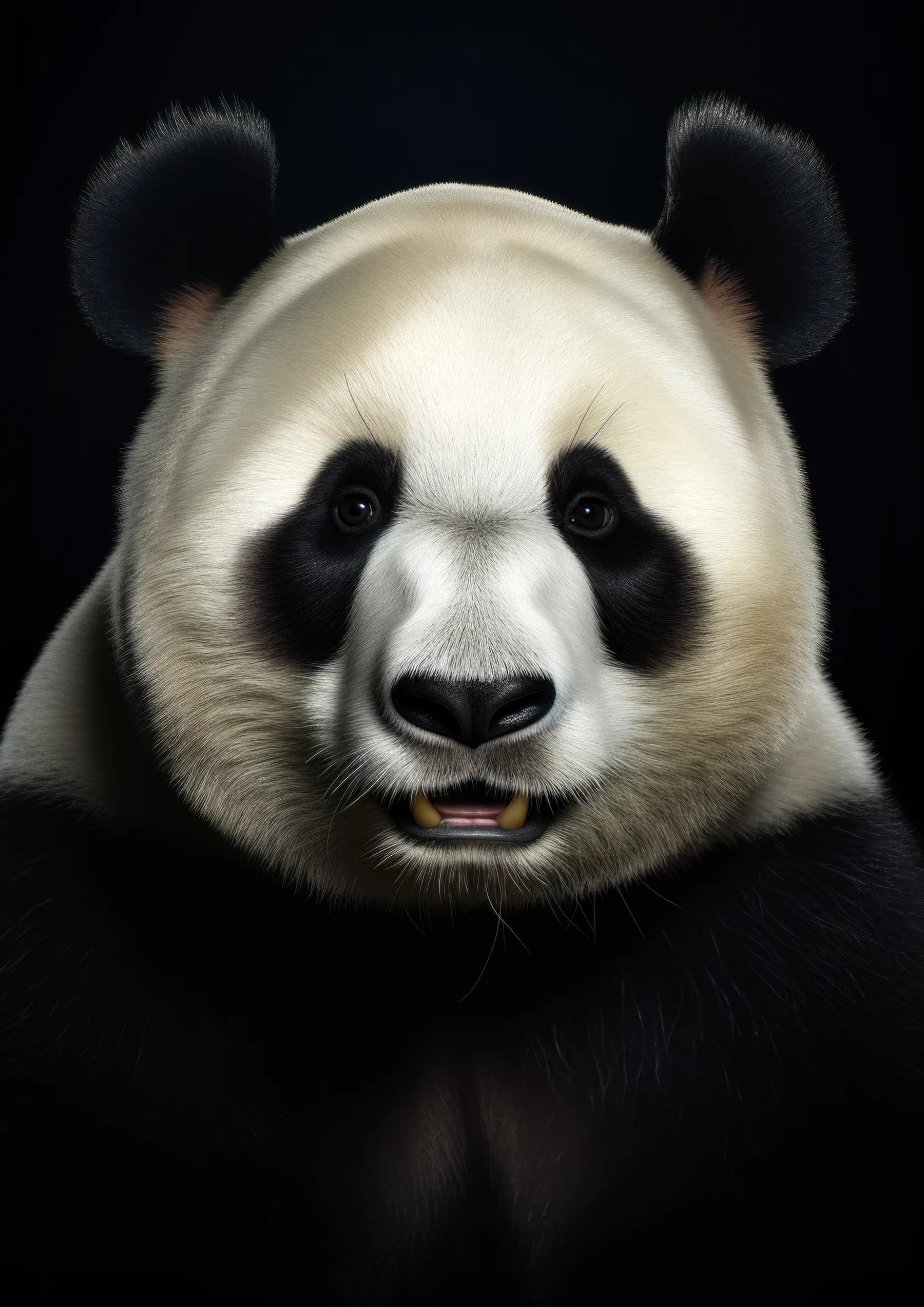 Panda con dientes y expresion curiosa