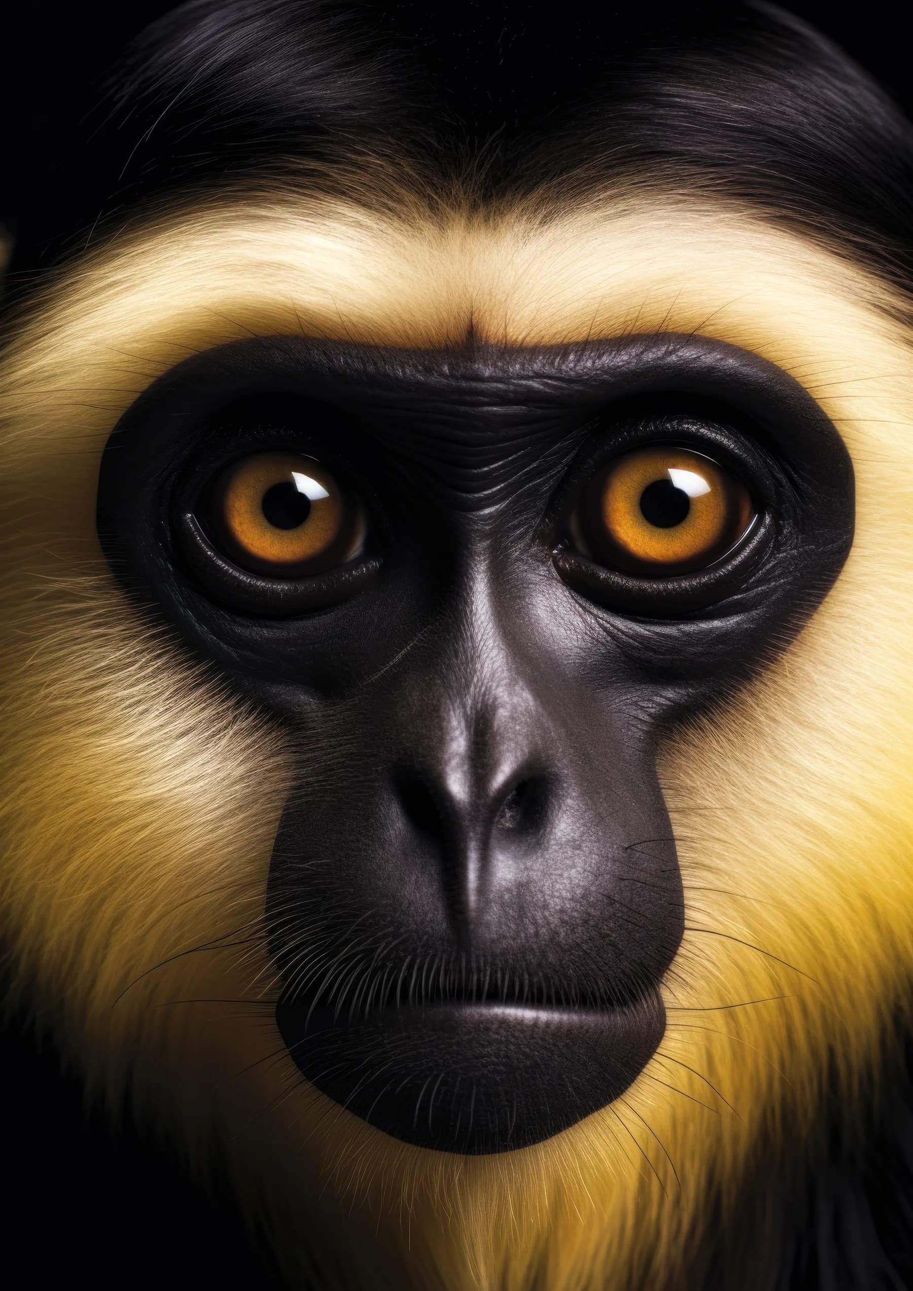 Mono colobo de cara amarilla y negra