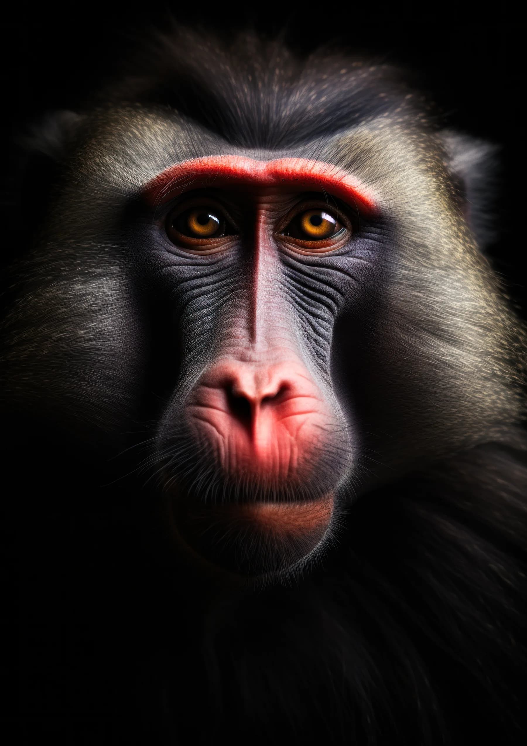 Macaco de cara rosada y pelaje gris
