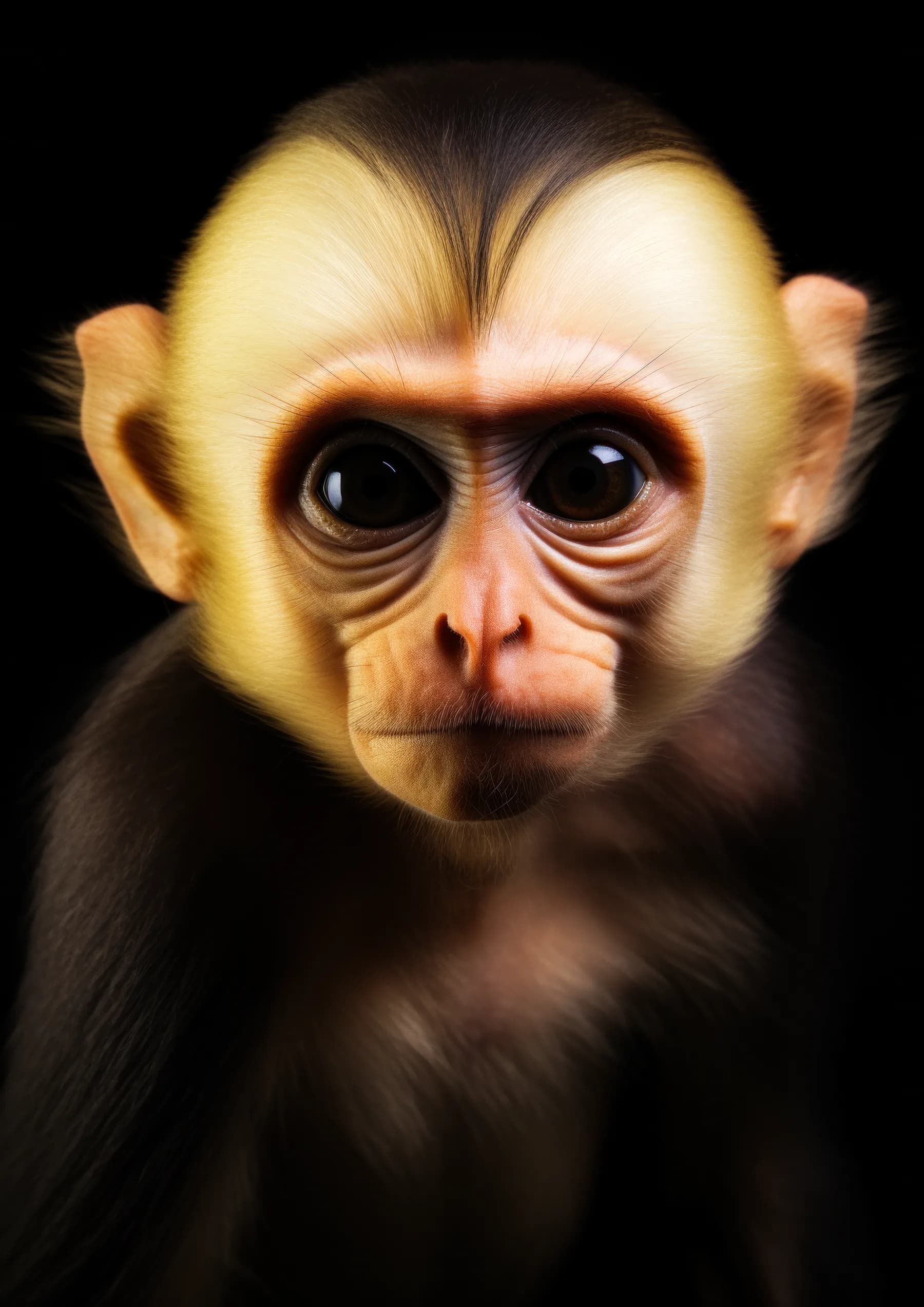Mono bebe de cara amarilla y ojos oscuros