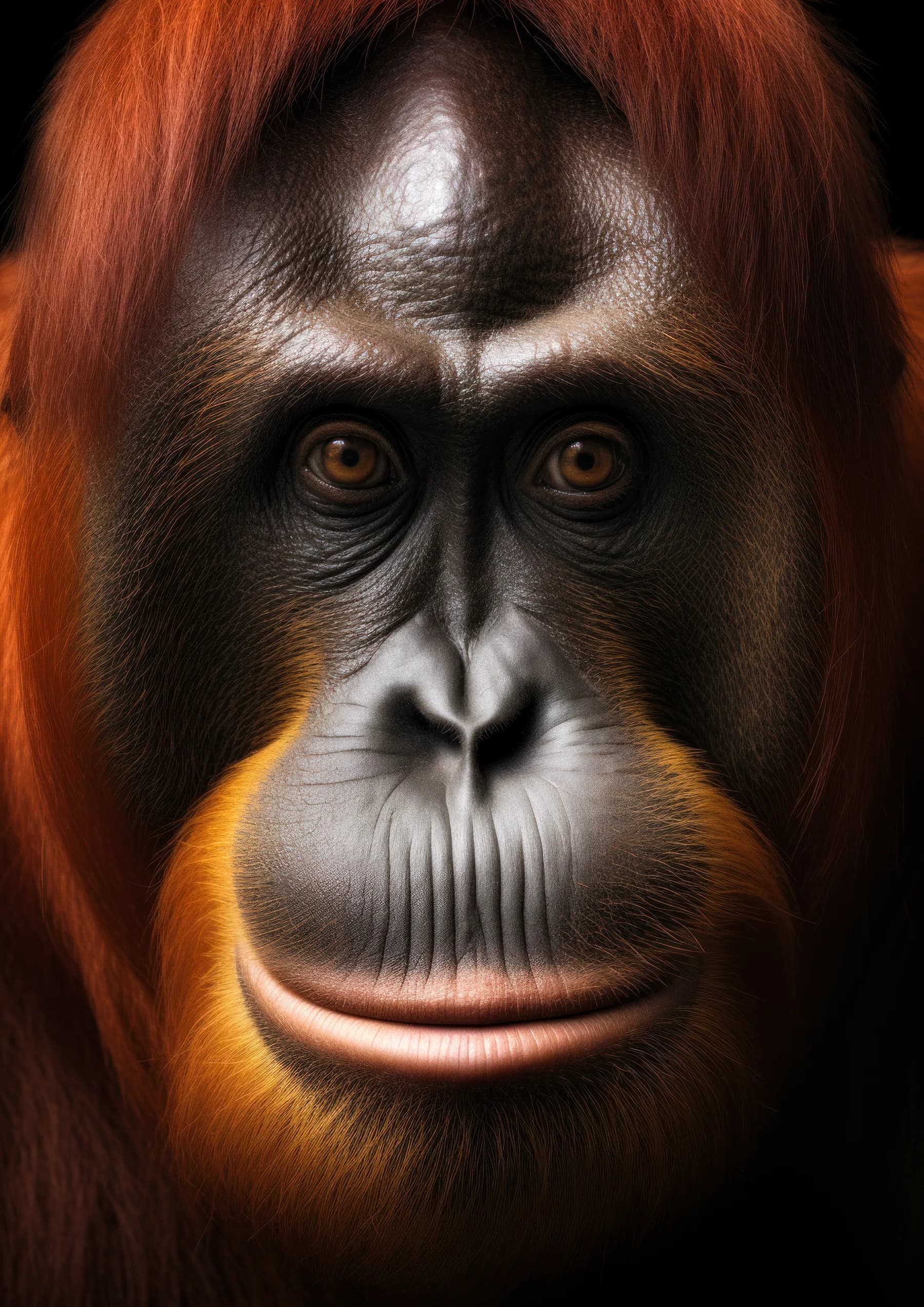 Orangutan de pelaje rojizo primer plano