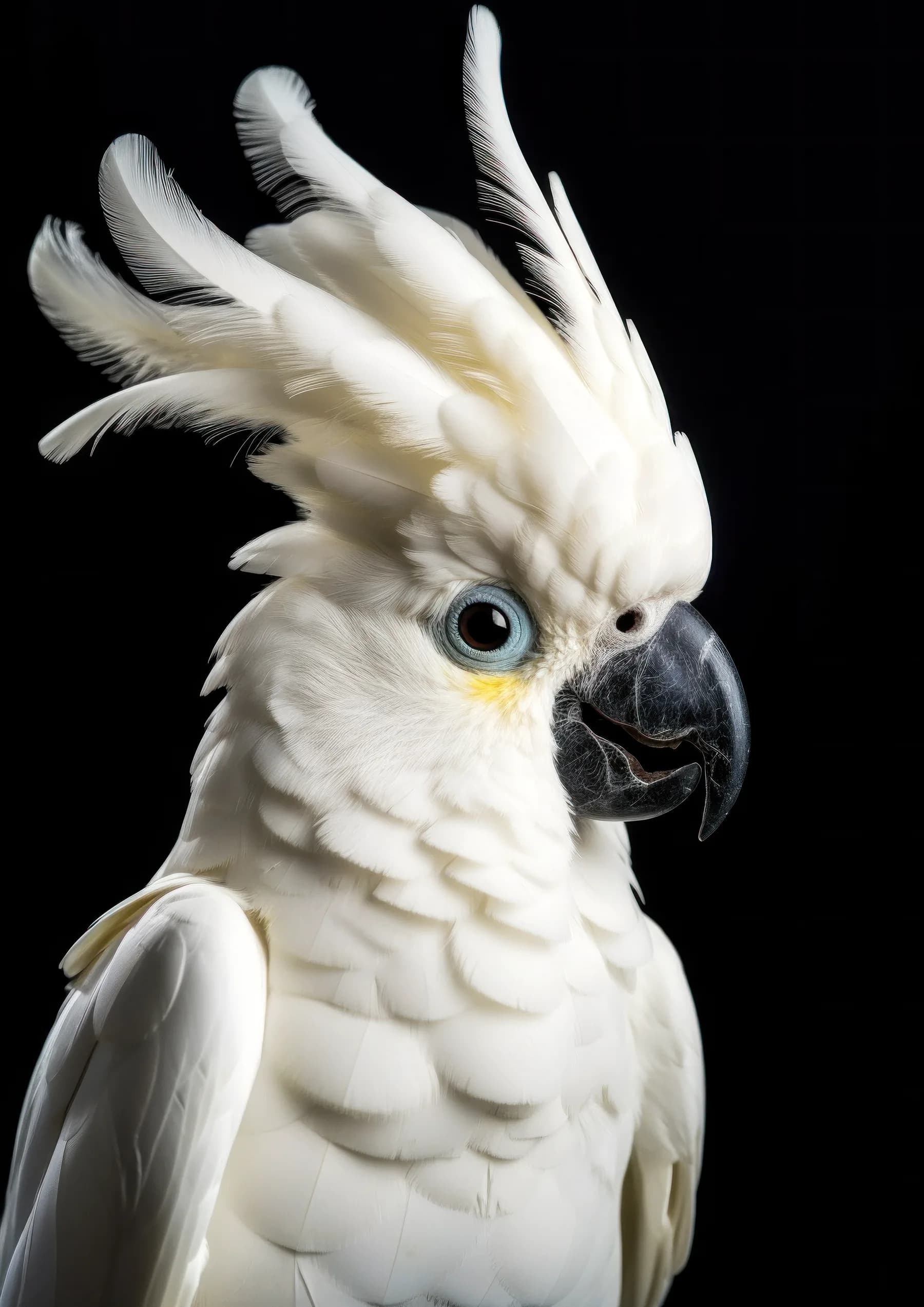Cacatua blanca de ojos azules