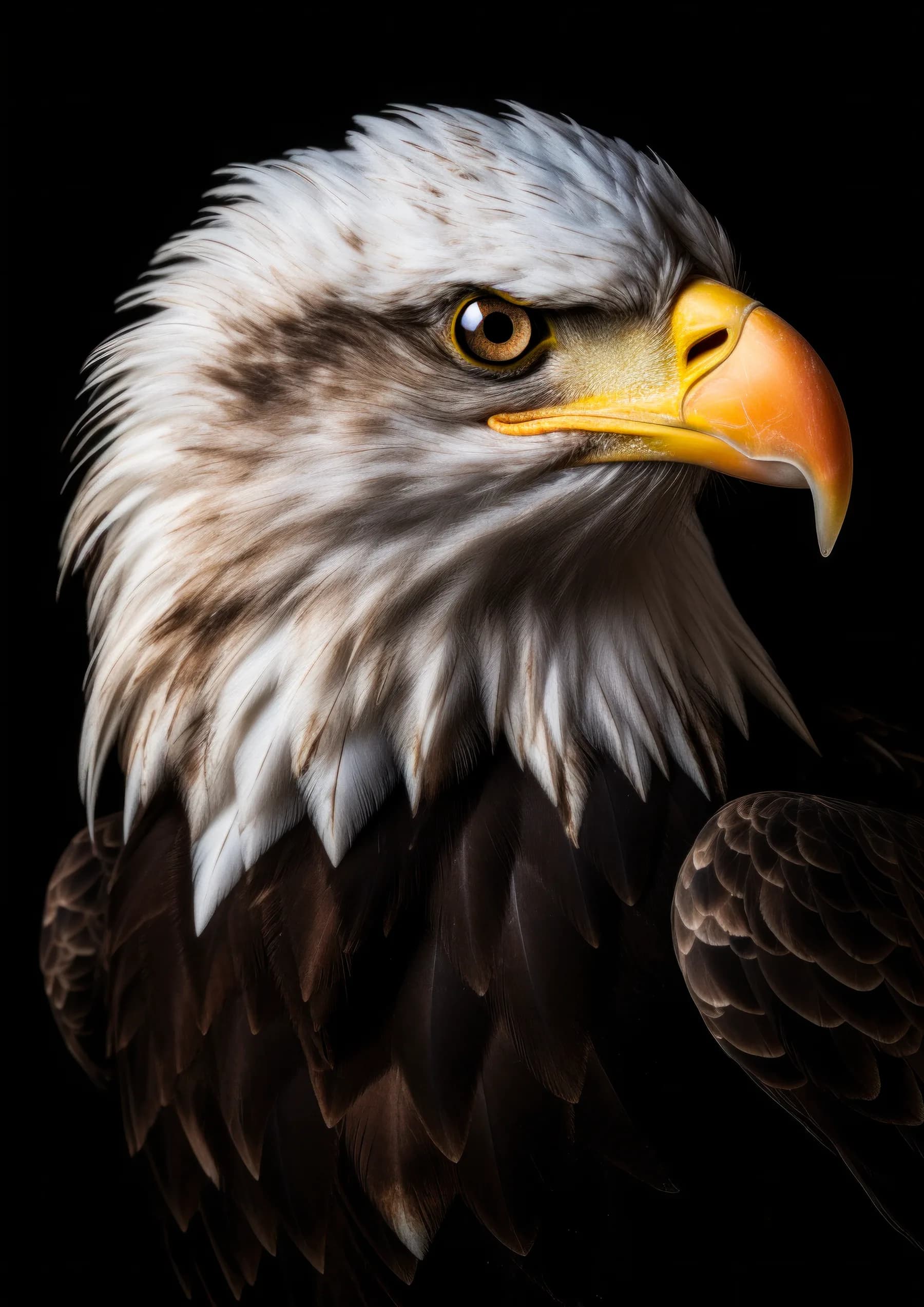 Aguila calva de perfil