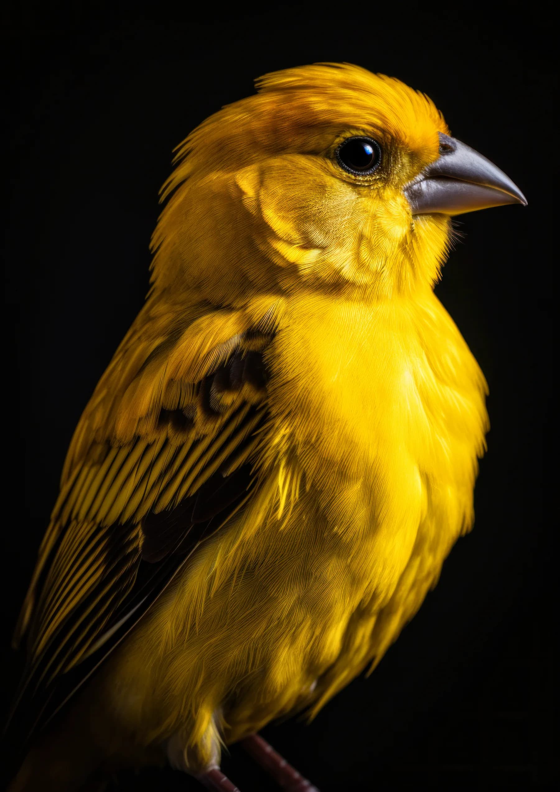 Canario amarillo de mirada brillante