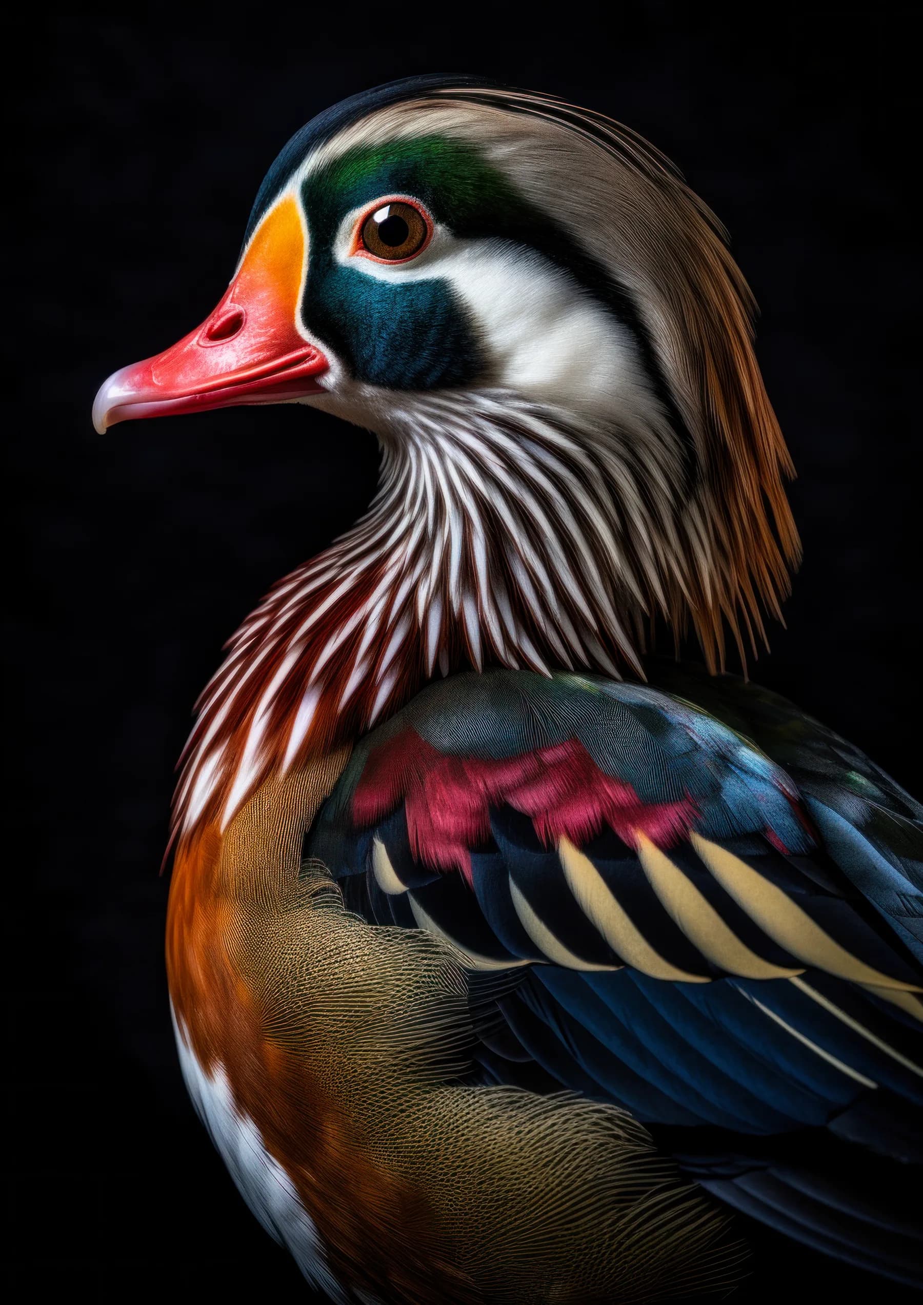 Pato mandarin de colores vivos
