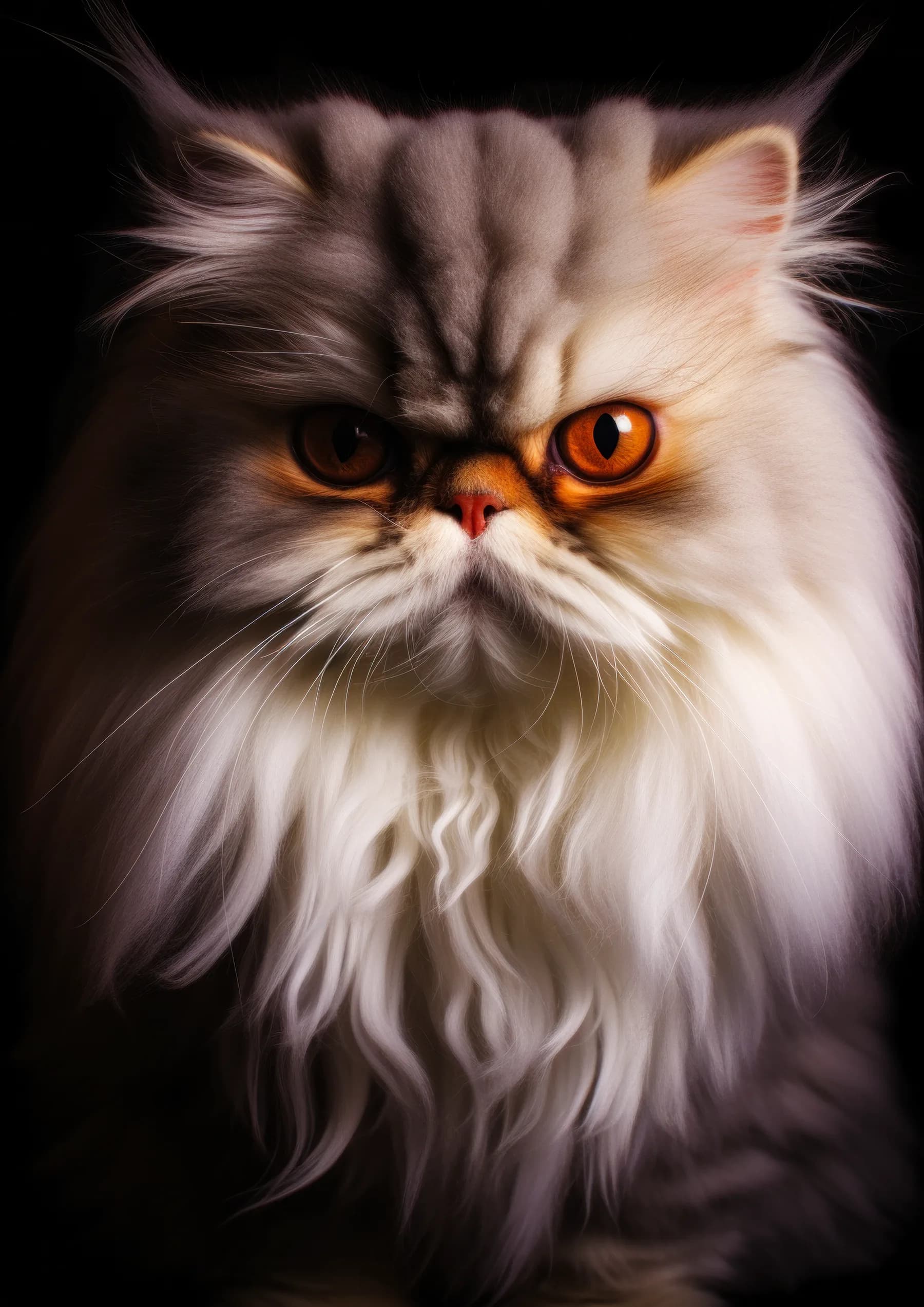 Gato Persa gris y blanco de ojos naranjas