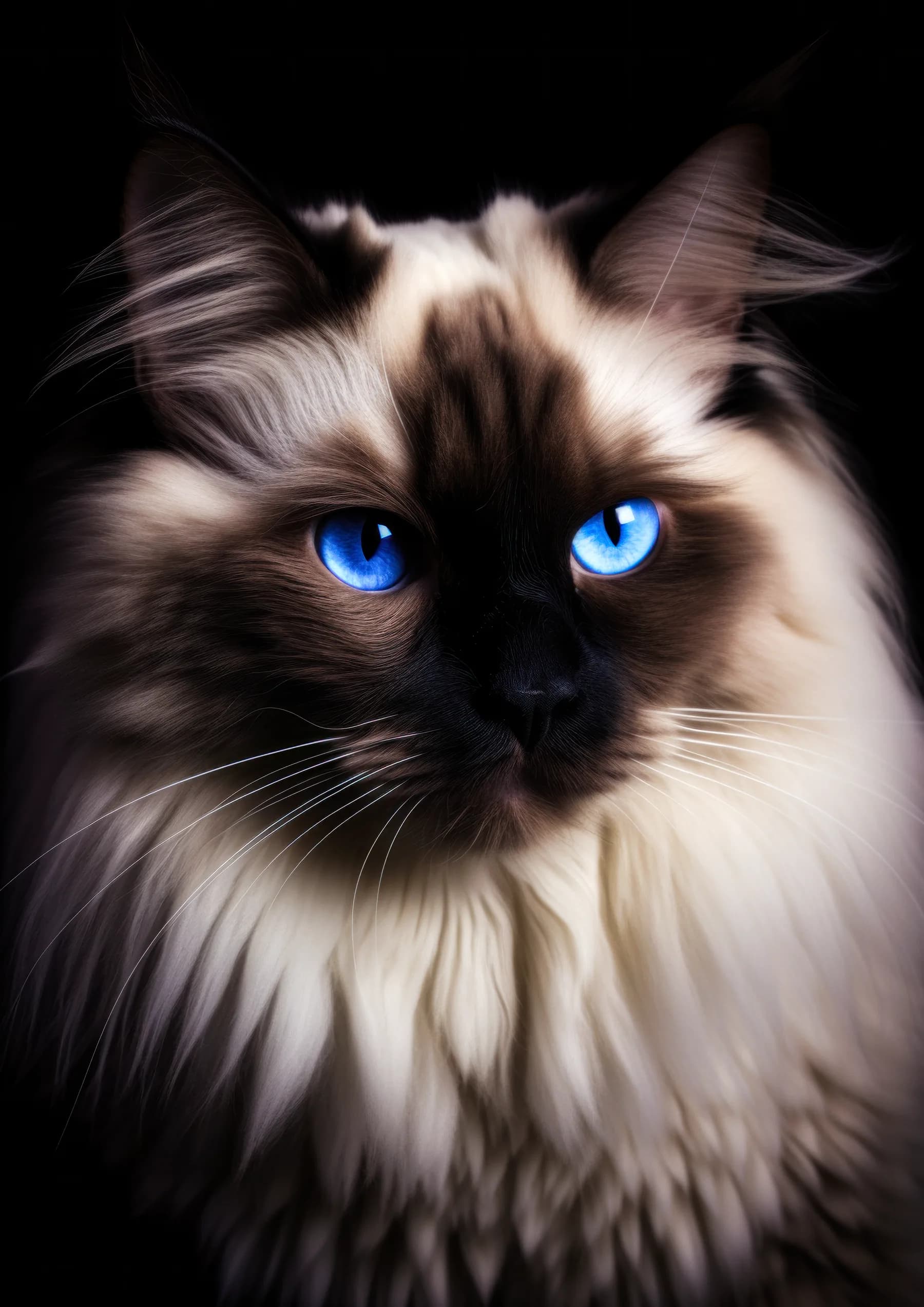 Gato Ragdoll de ojos azules