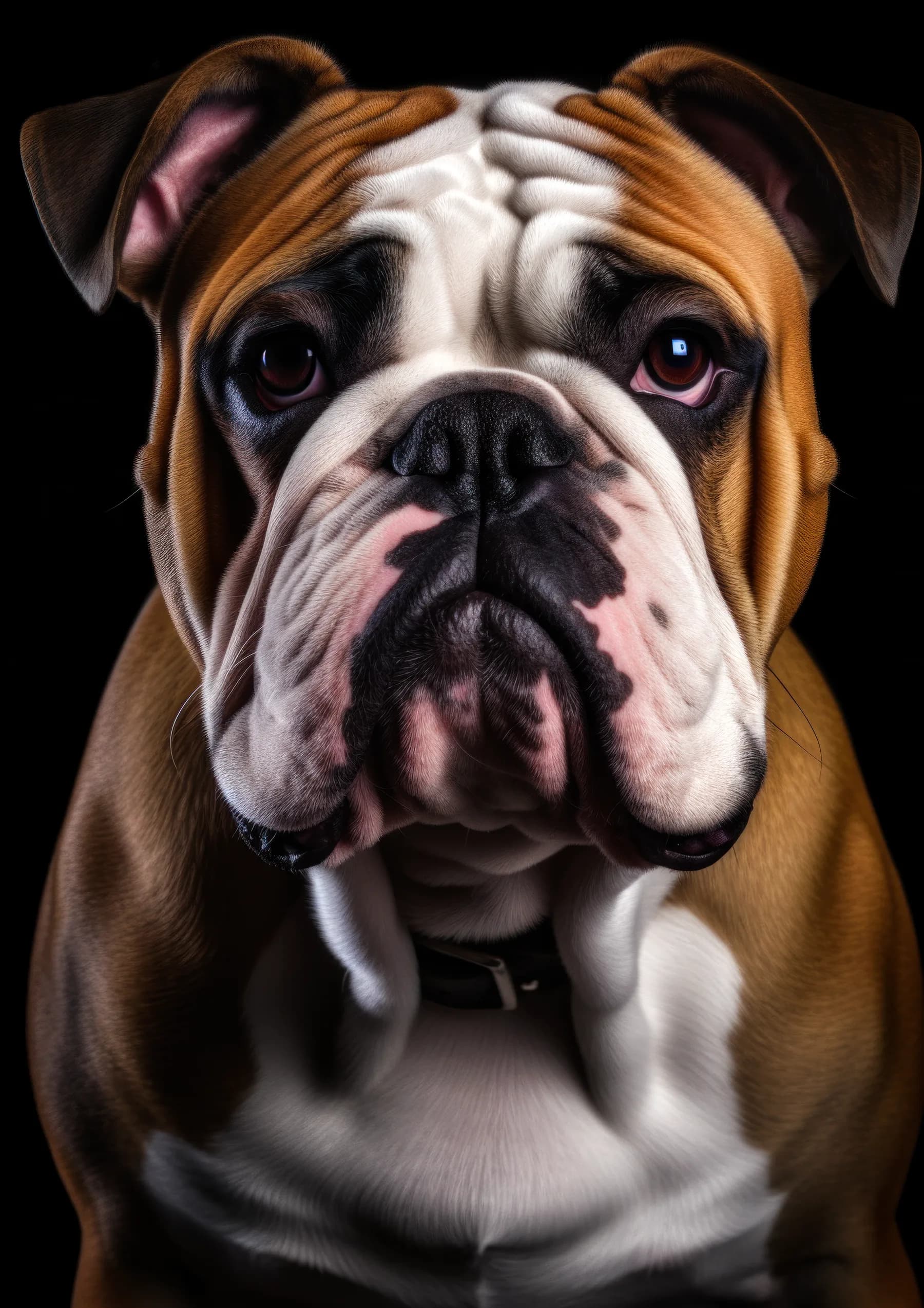 Perro Bulldog Ingles de mirada seria