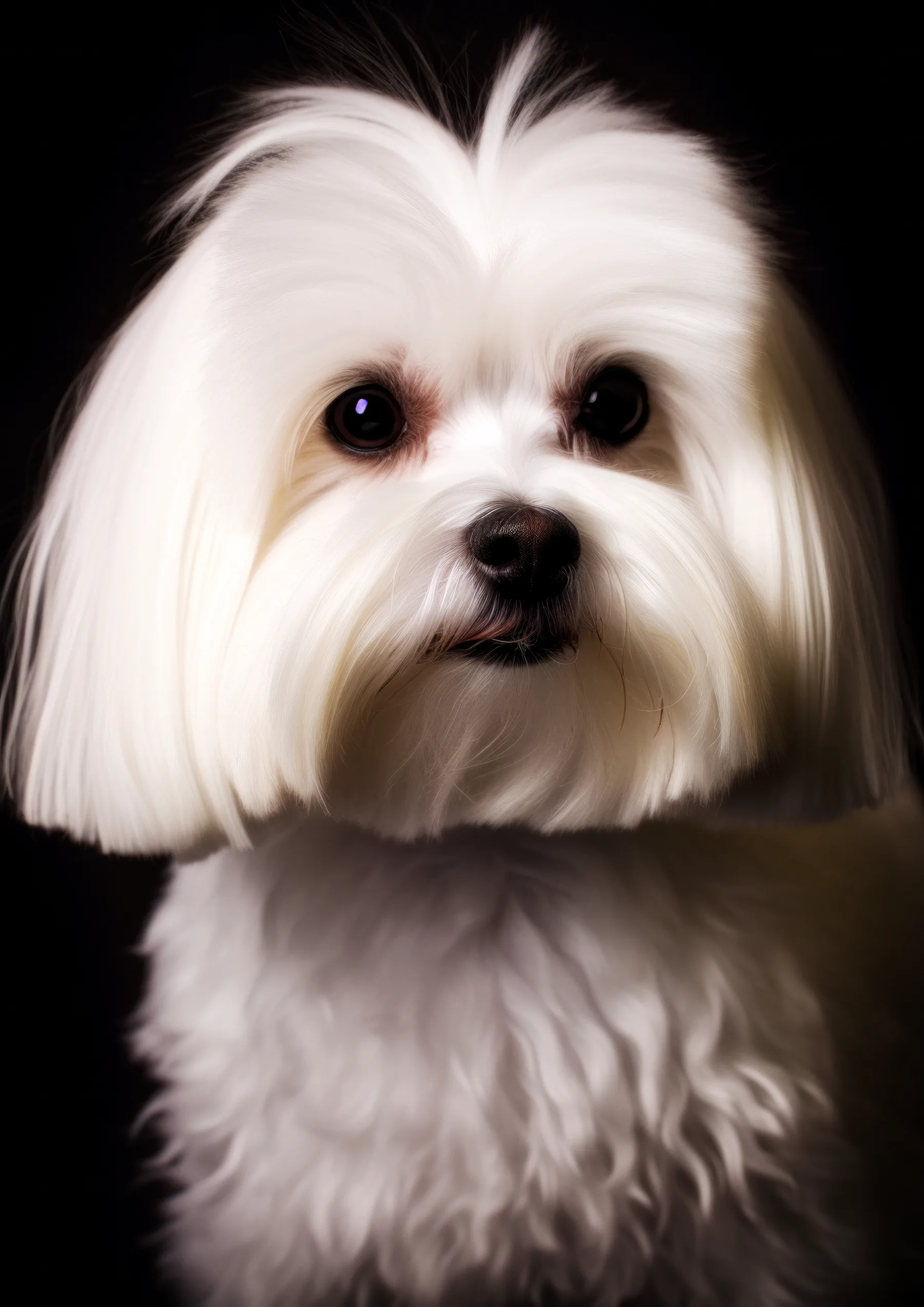 Perro Maltes de pelaje blanco largo
