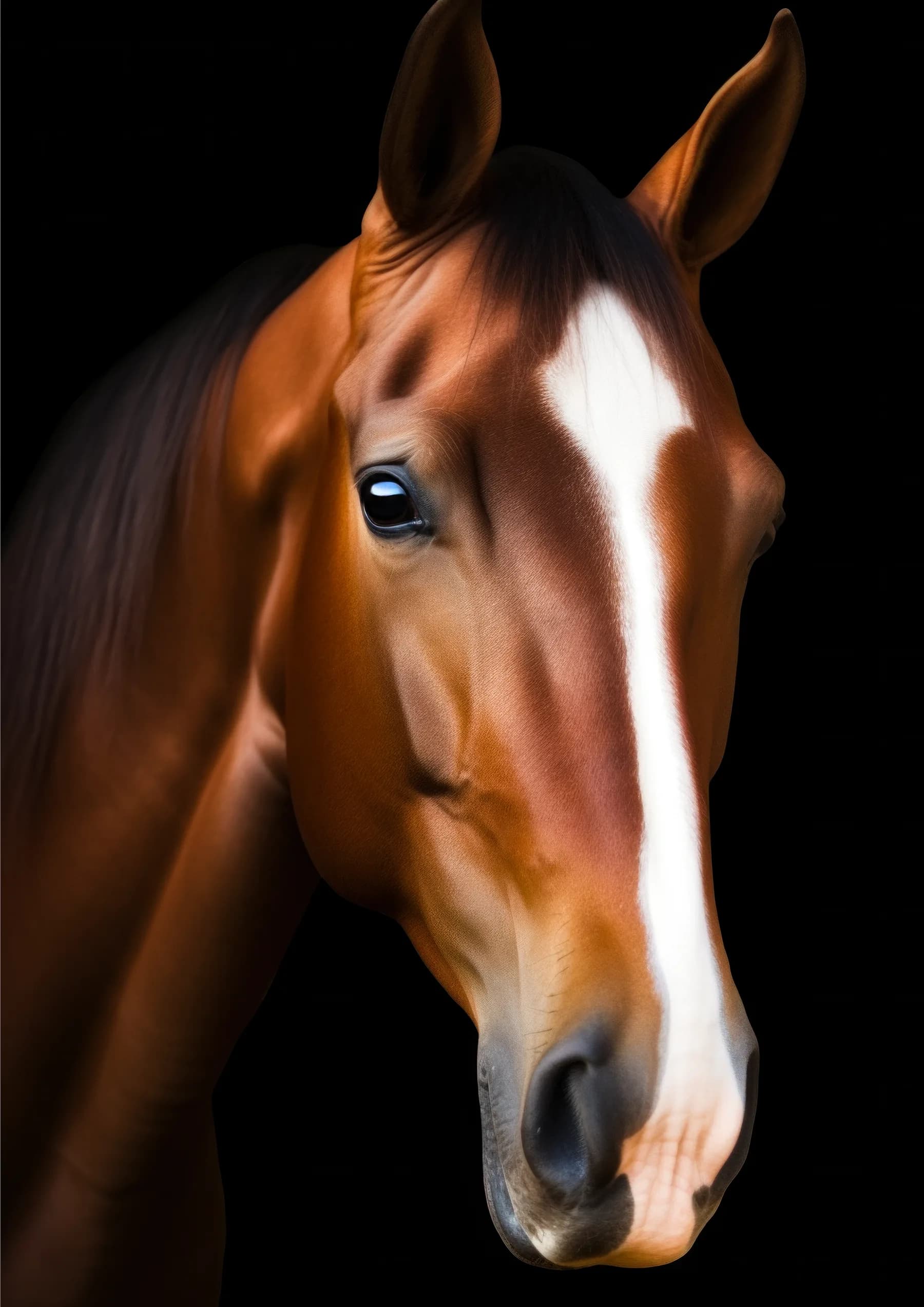 Caballo castano de mirada intensa