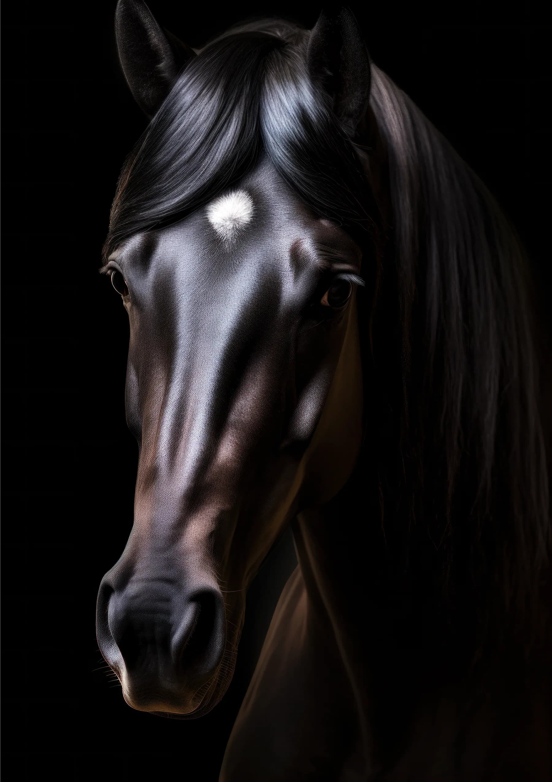 Caballo negro con estrella blanca
