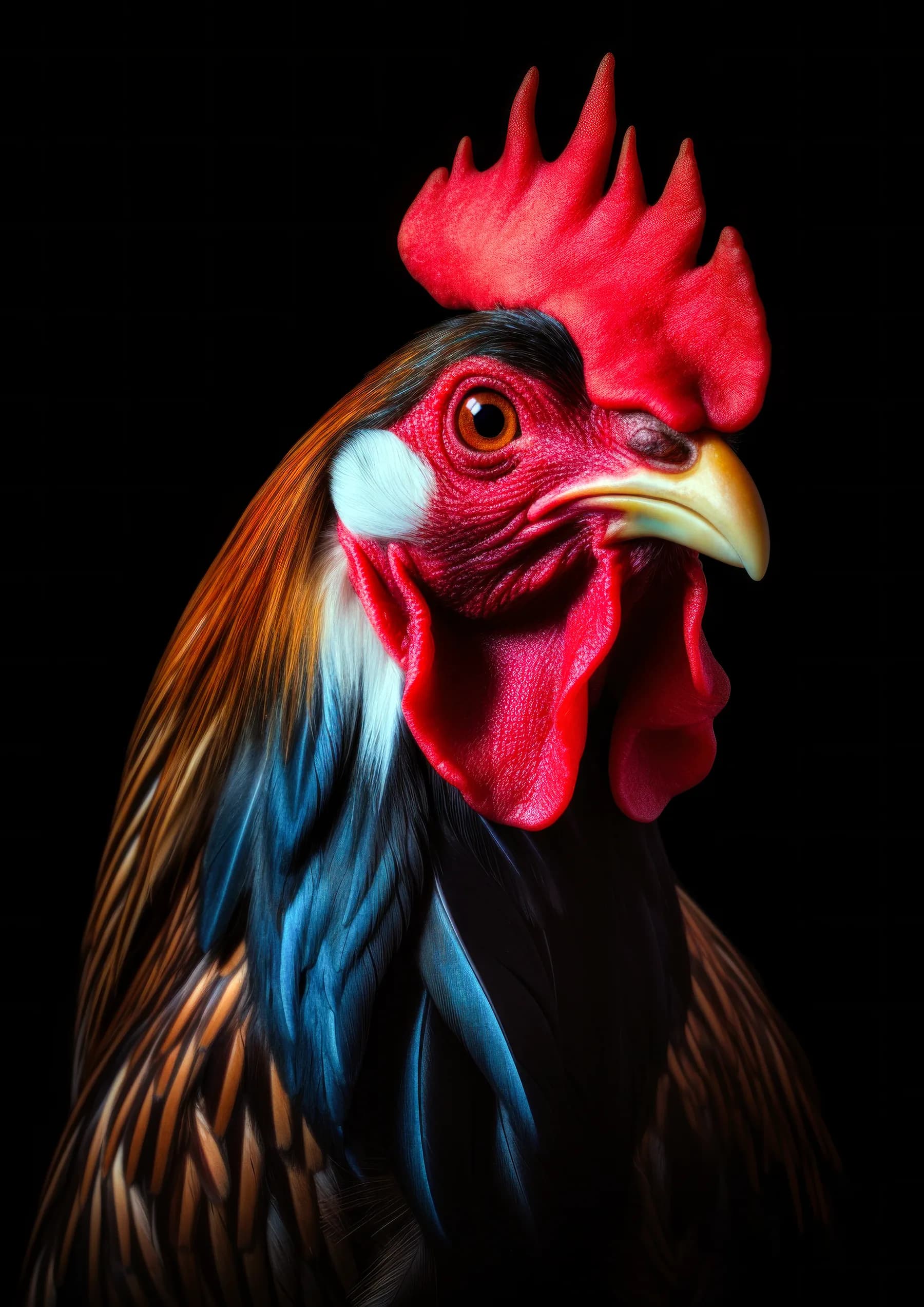 Gallo de plumas multicolor