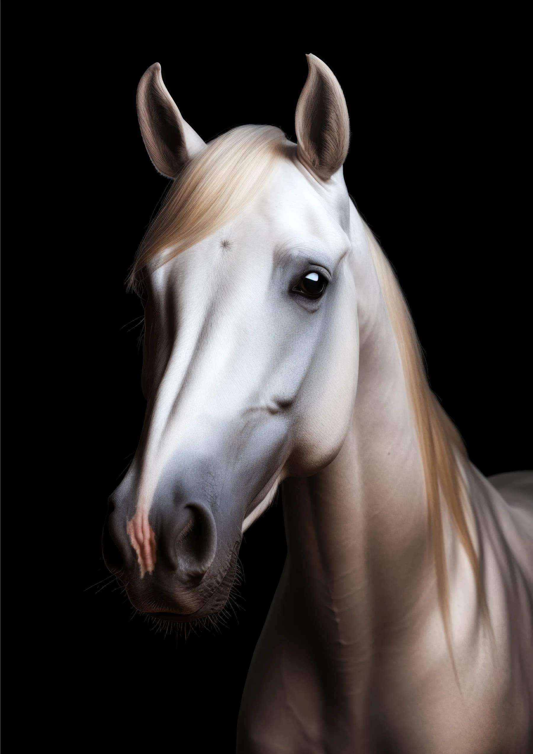 Caballo palomino de crin dorada