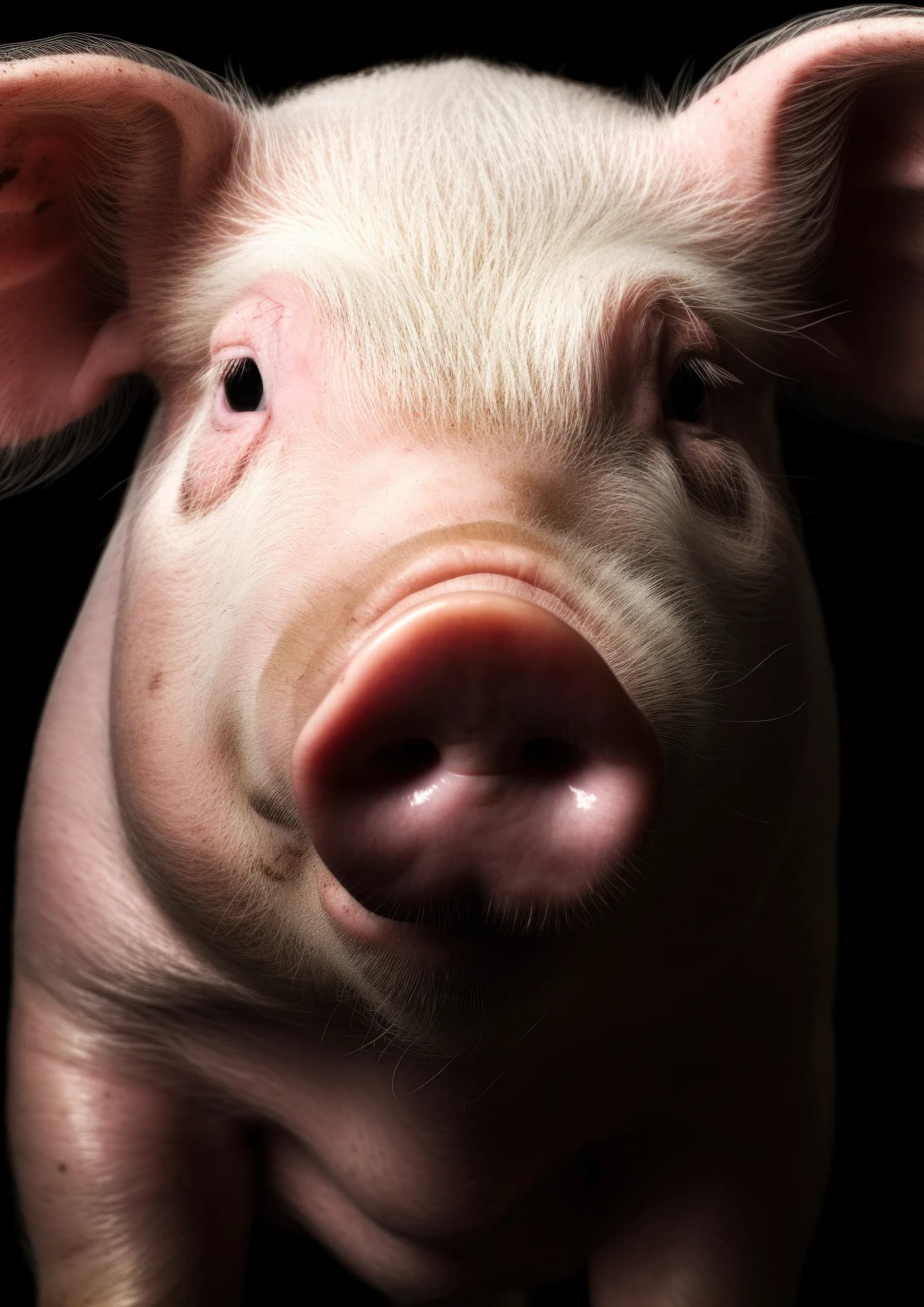 Cerdo rosado de nariz grande