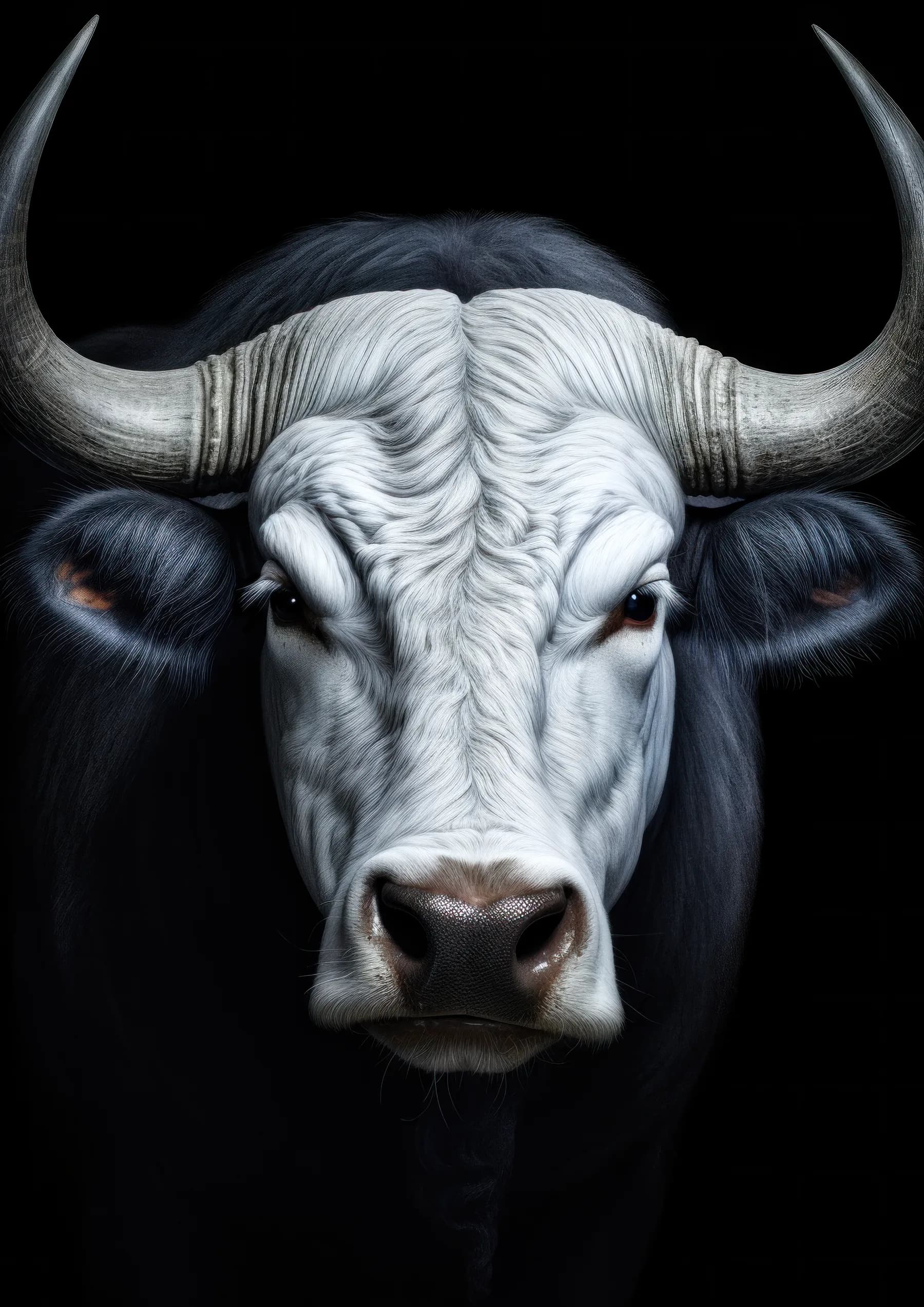 Toro blanco de cuernos claros