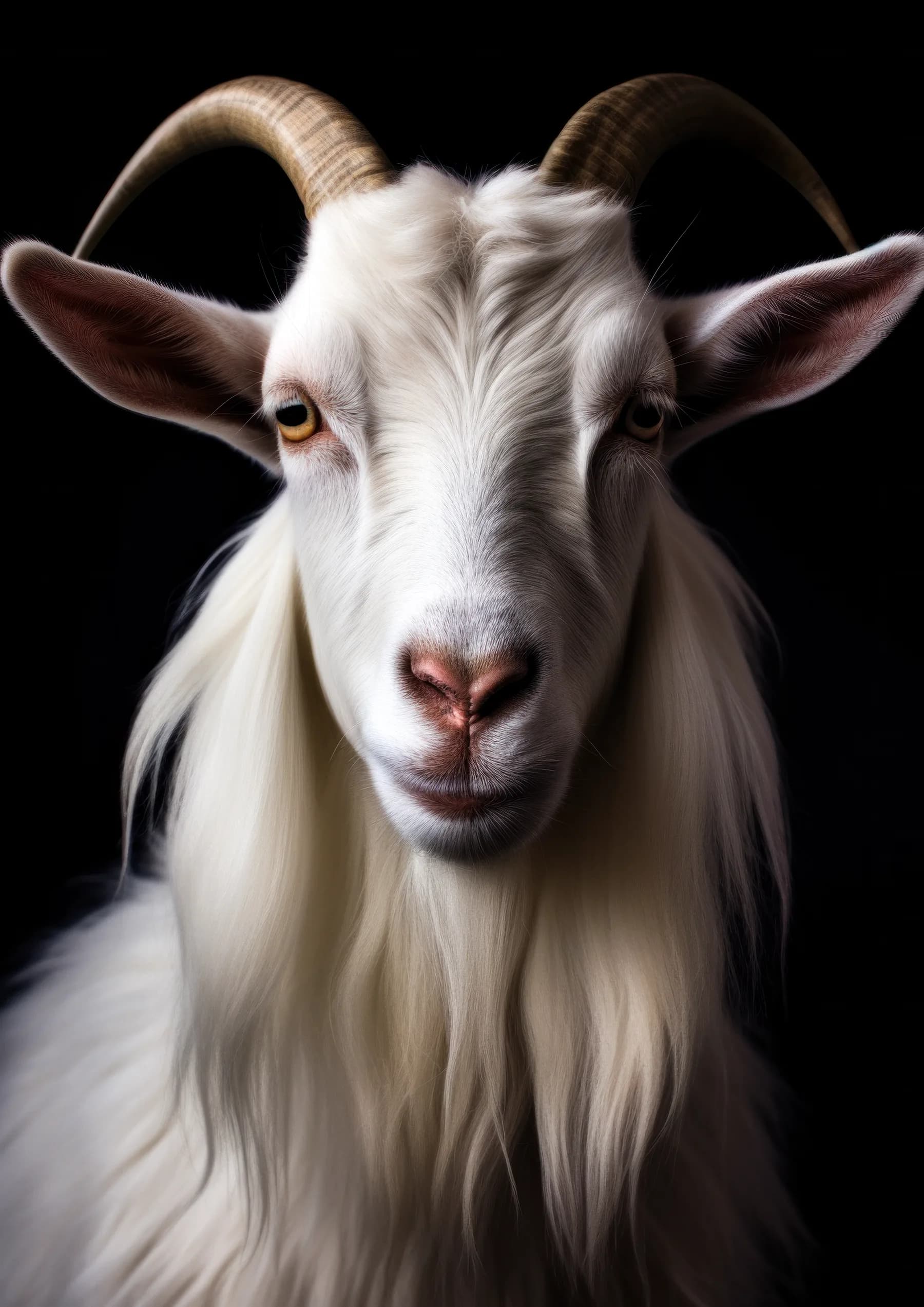 Cabra blanca de cuernos dorados