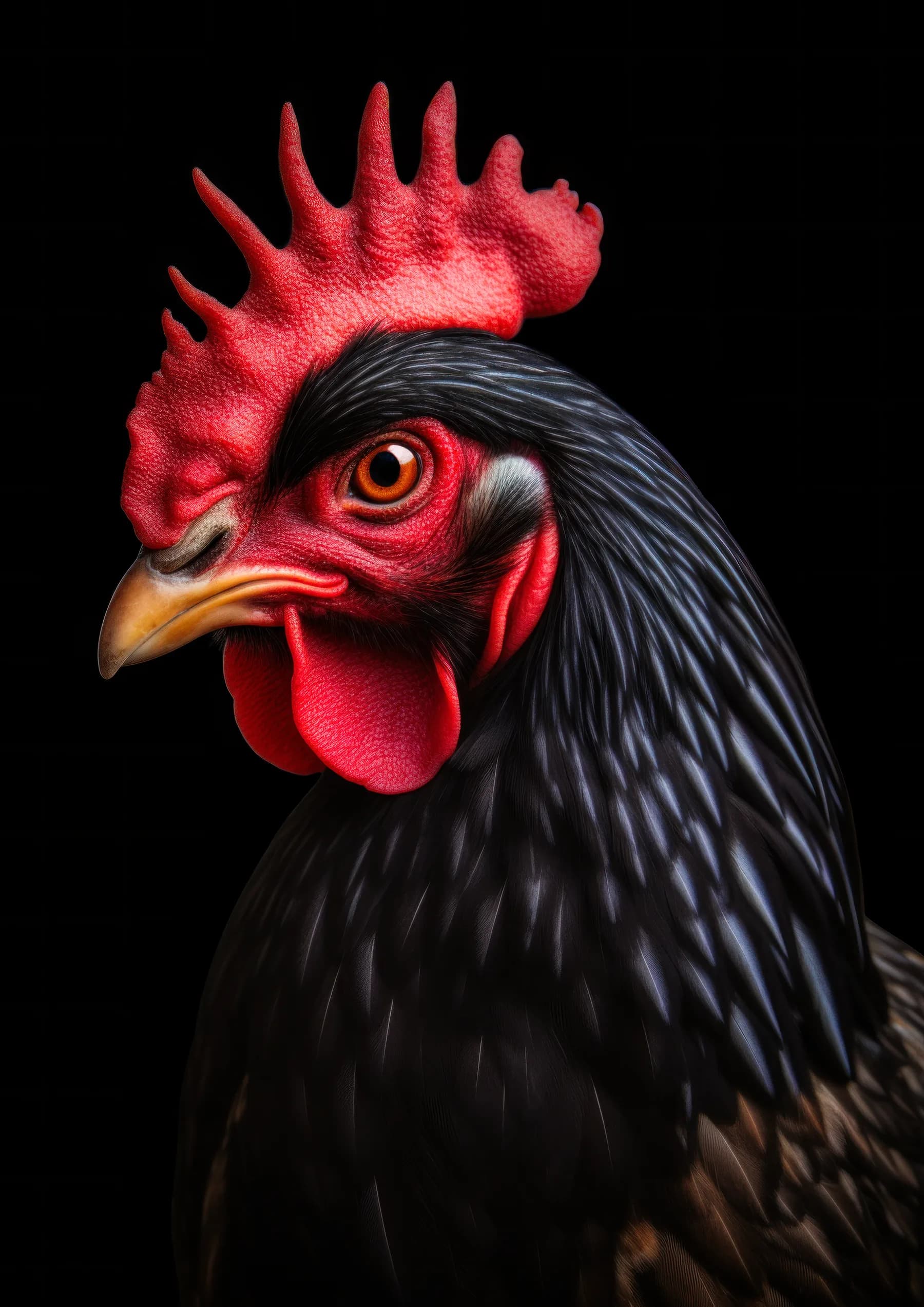 Gallina negra de cresta roja