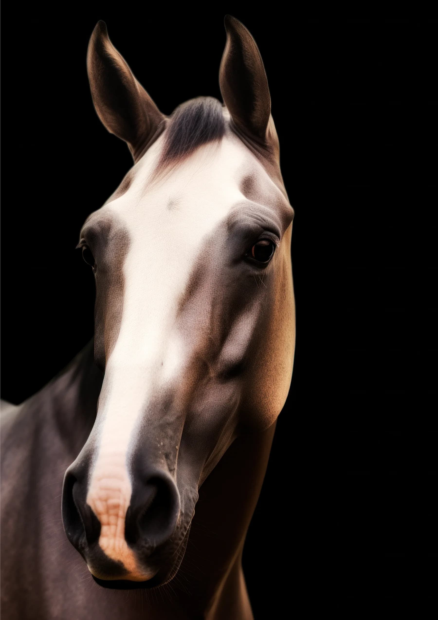 Caballo bayo de mirada intensa
