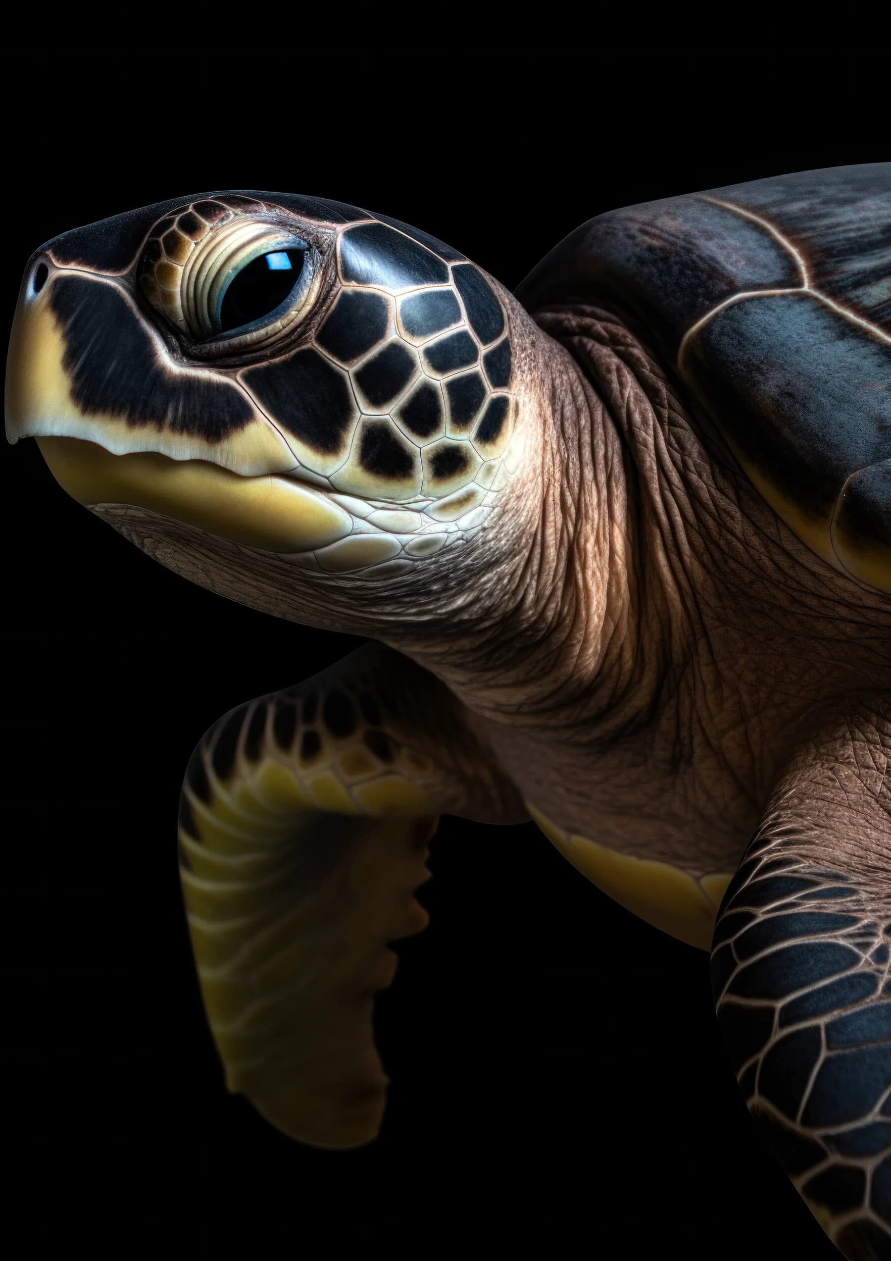 Tortuga verde de caparazon con manchas