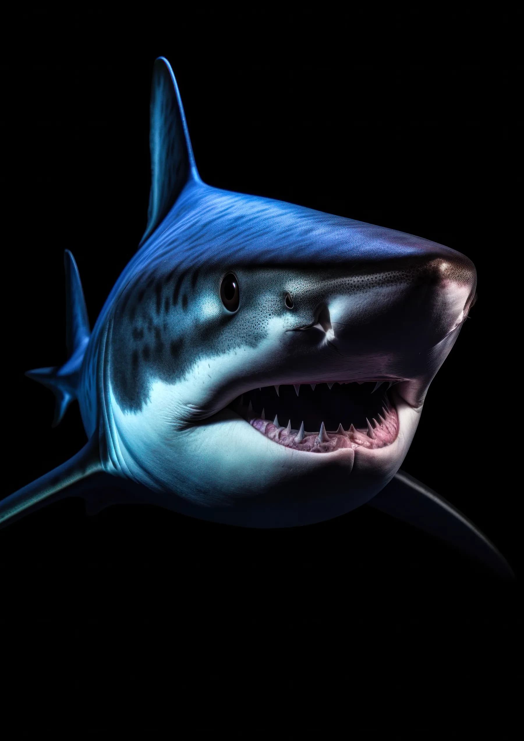 Tiburon azul de dientes afilados