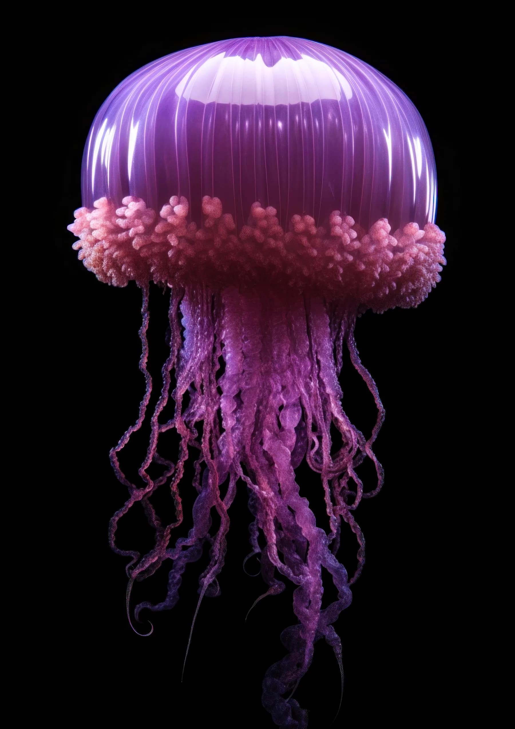 Medusa morada de campana brillante