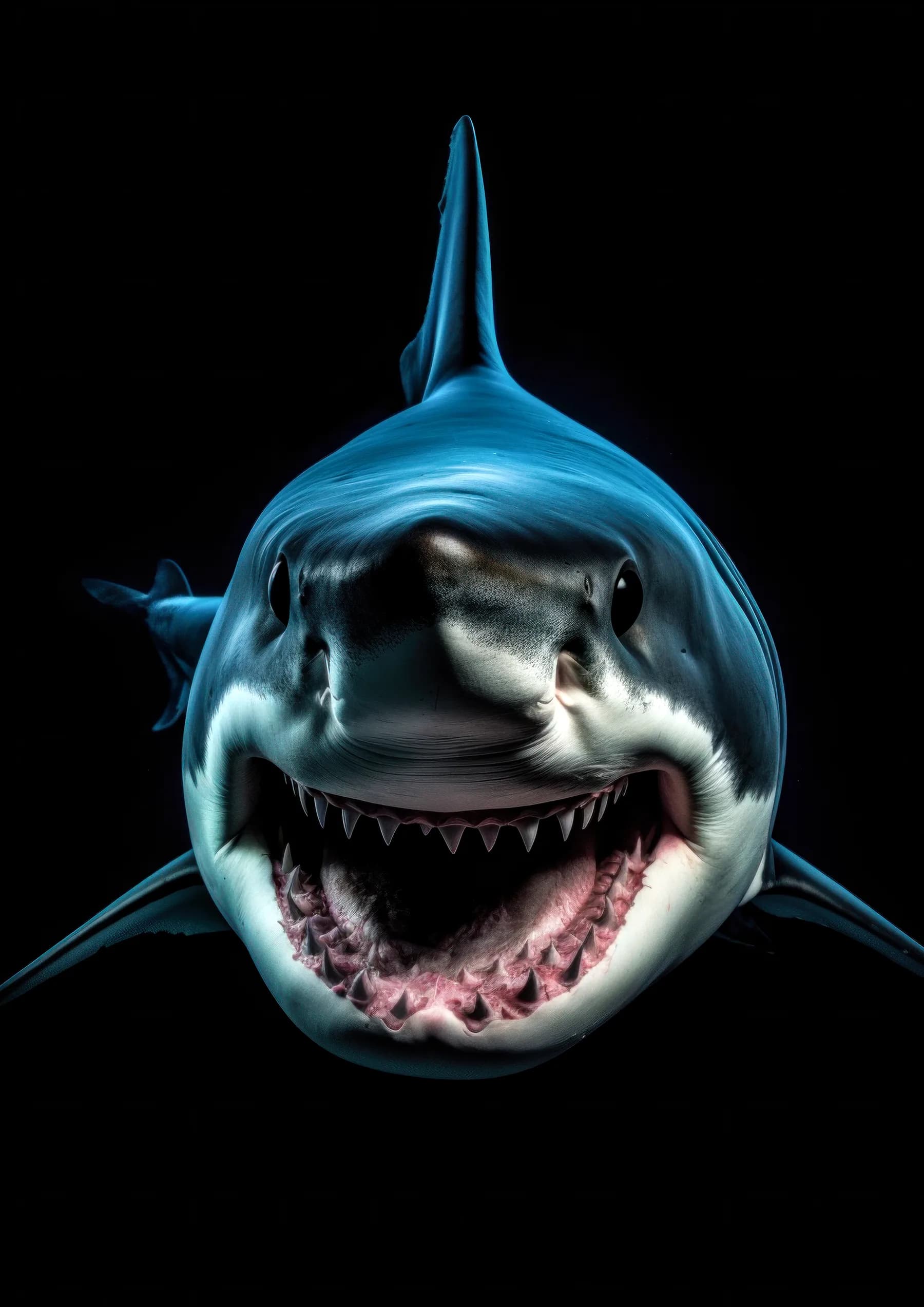 Ballena azul de perfil con manchas blancas