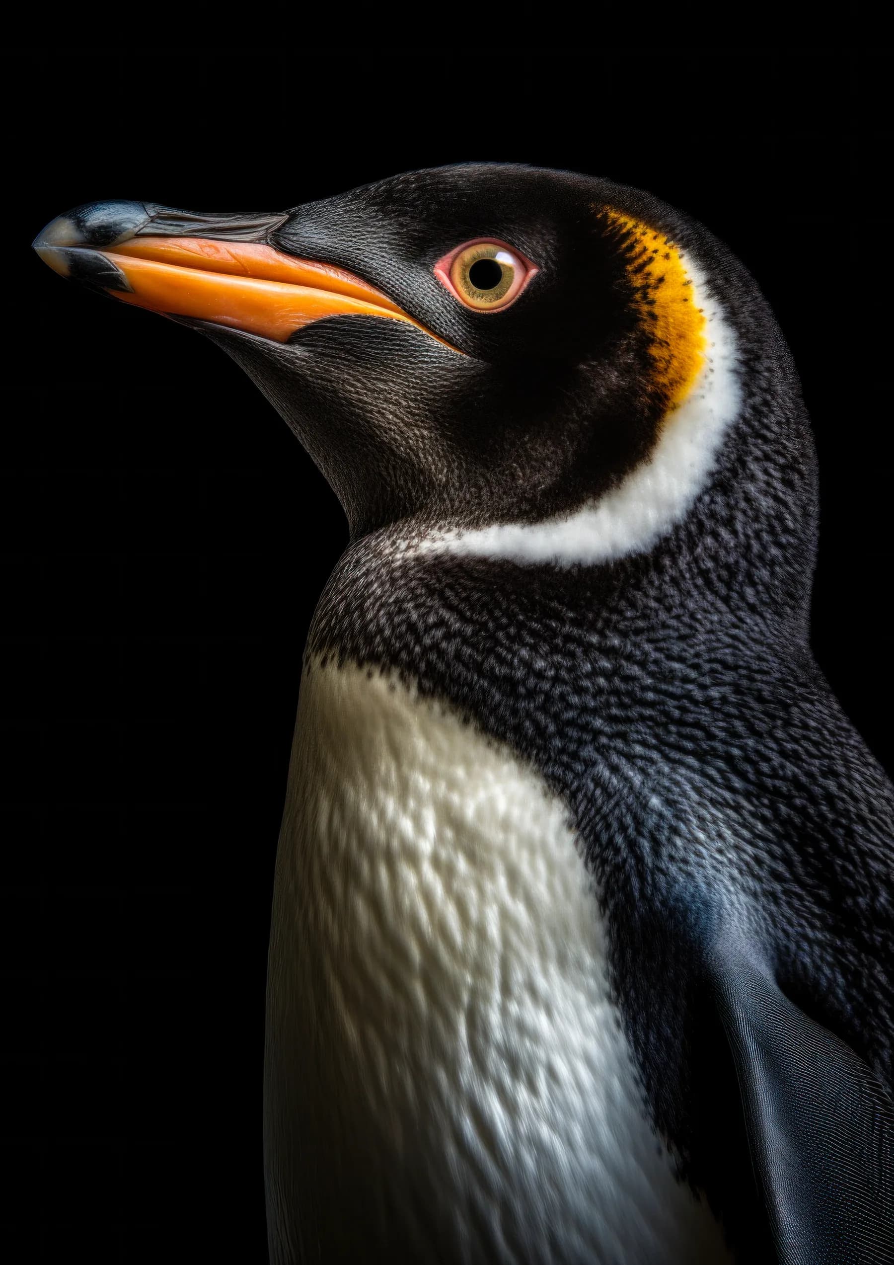 Pinguino rey de mirada penetrante