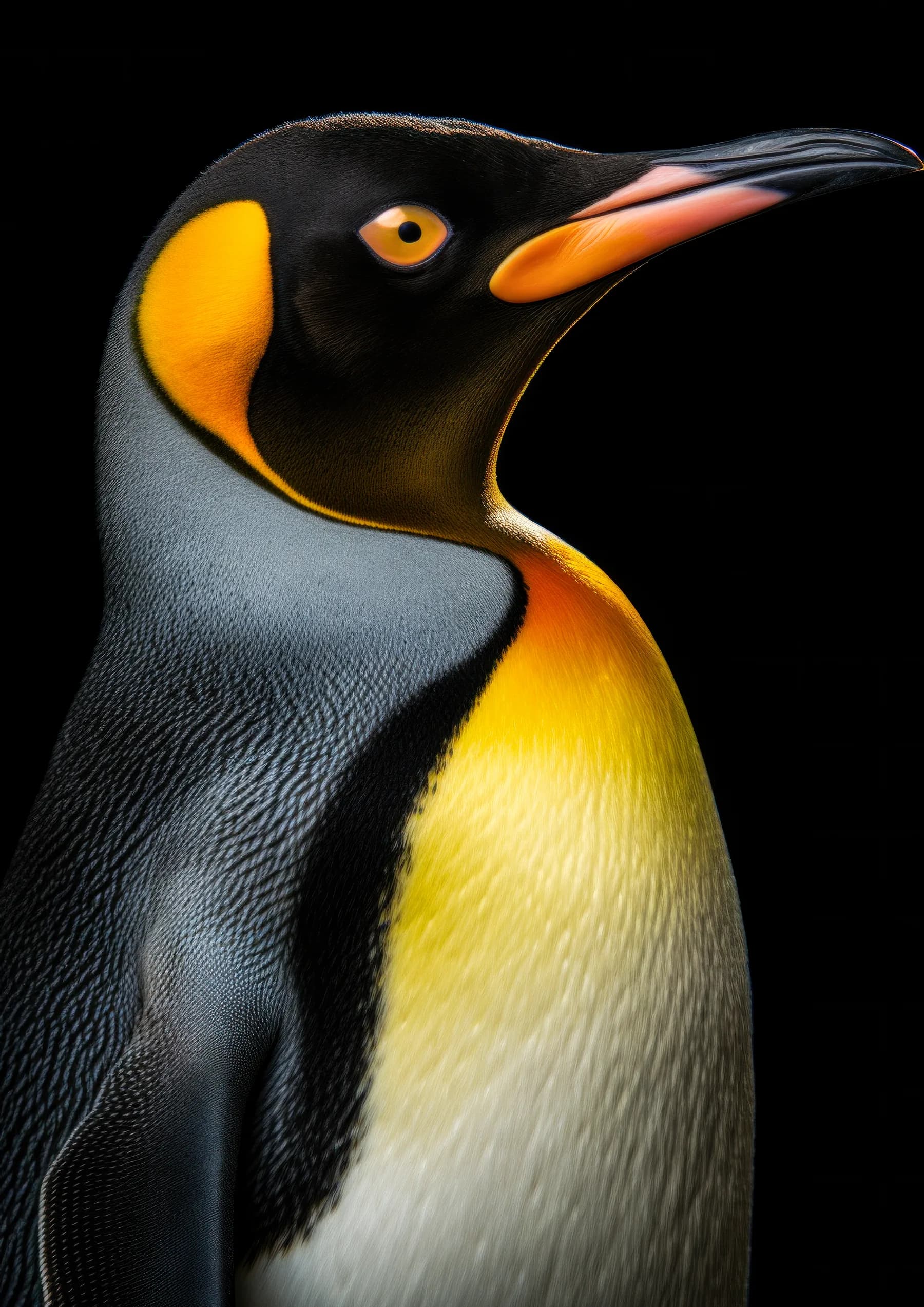 Pinguino rey de perfil elegante