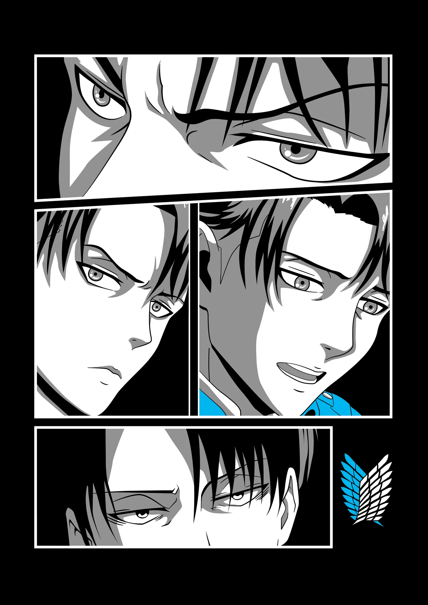 Escena Manga Miradas Intensas Blanco y Negro