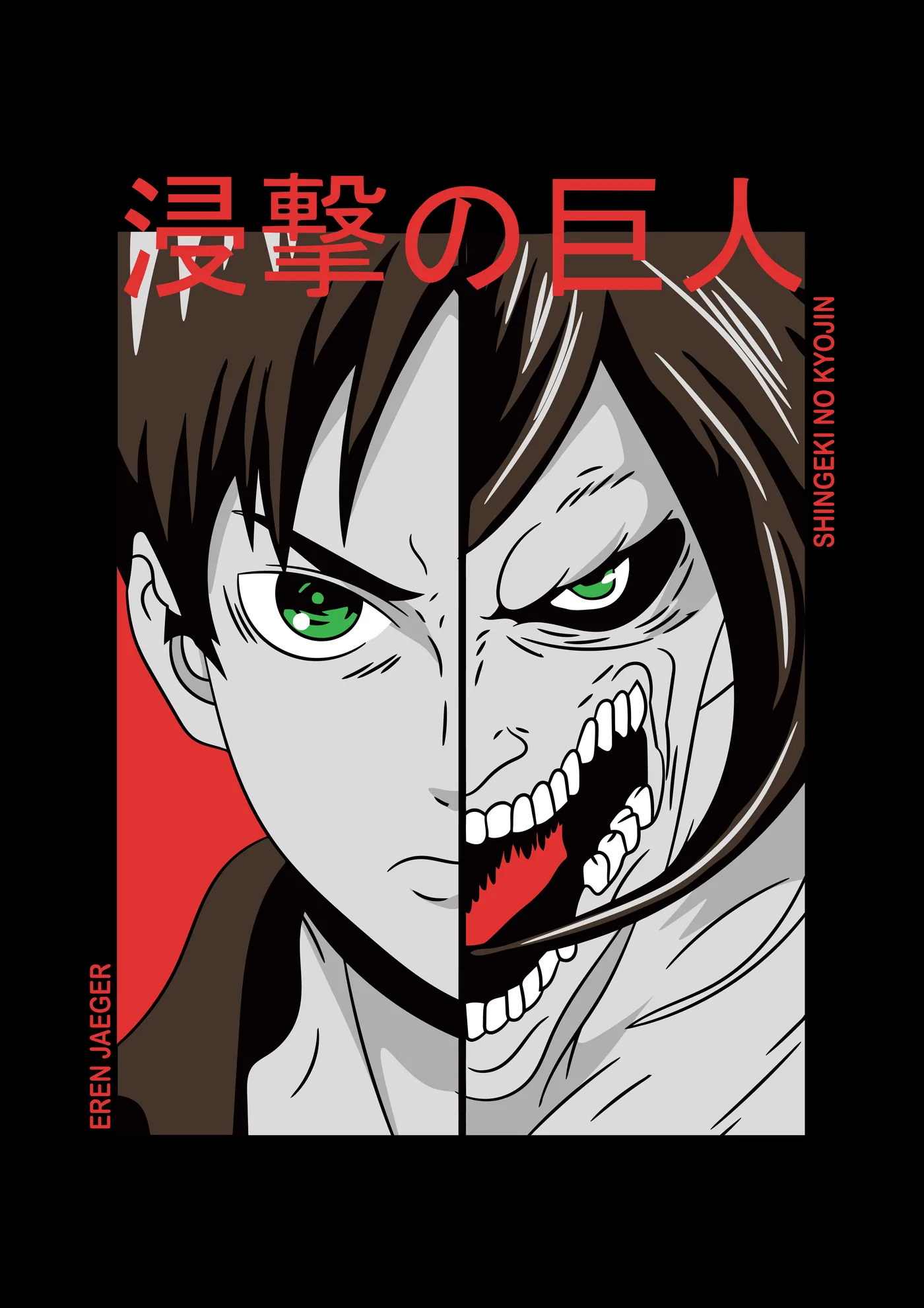 Eren Jaeger Rostro Dividido Humano y Titan