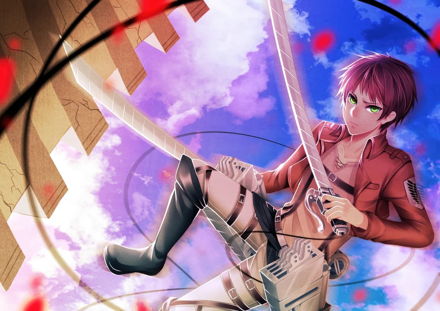 Mikasa Ackerman Volando con Espada