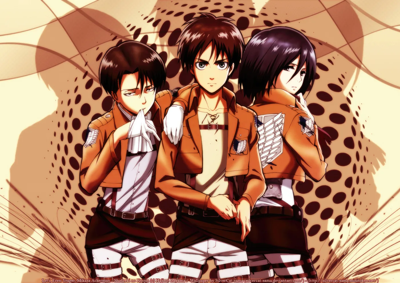 Levi Eren y Mikasa Trio Poster