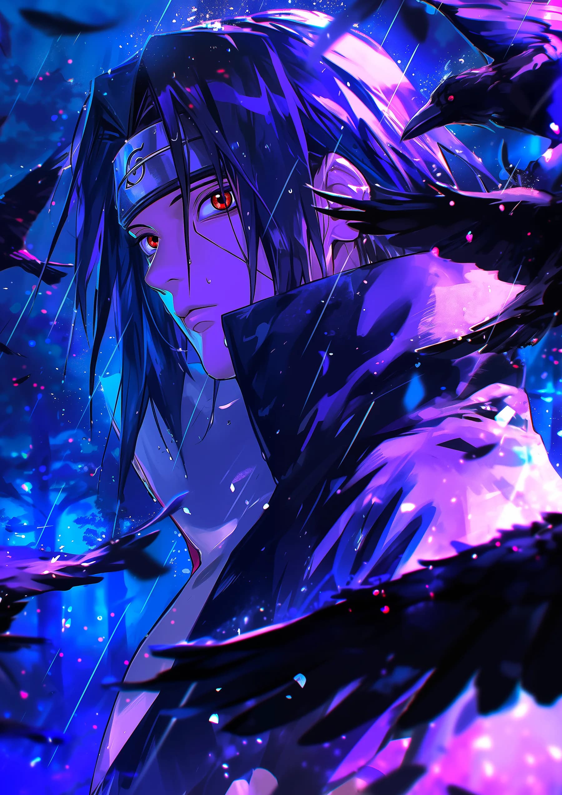Itachi Uchiha con Cuervos