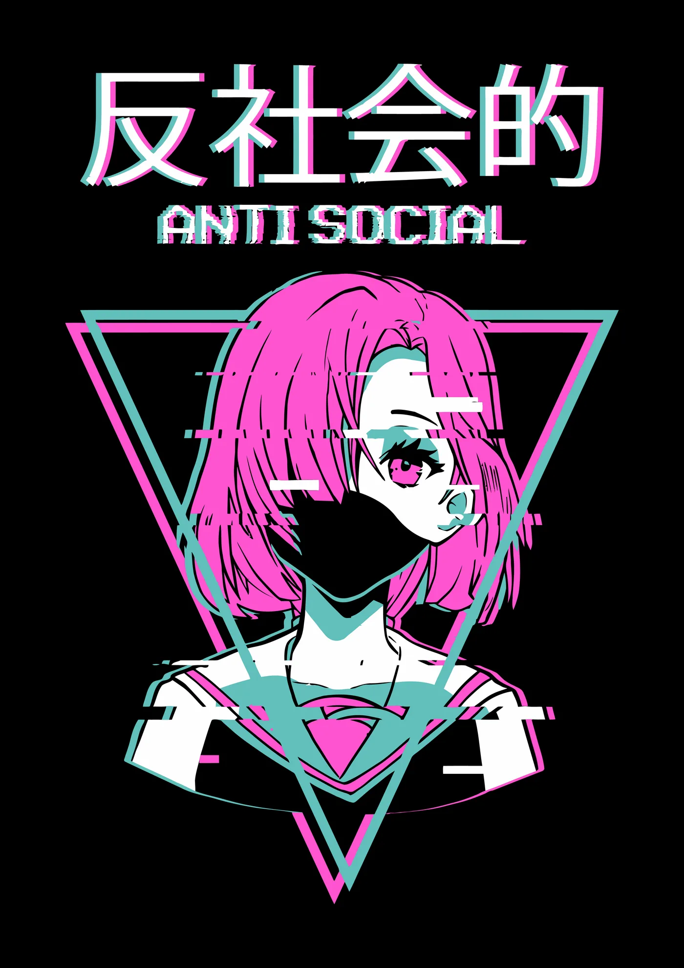 Chica Anime Anti Social Estetica Glitch