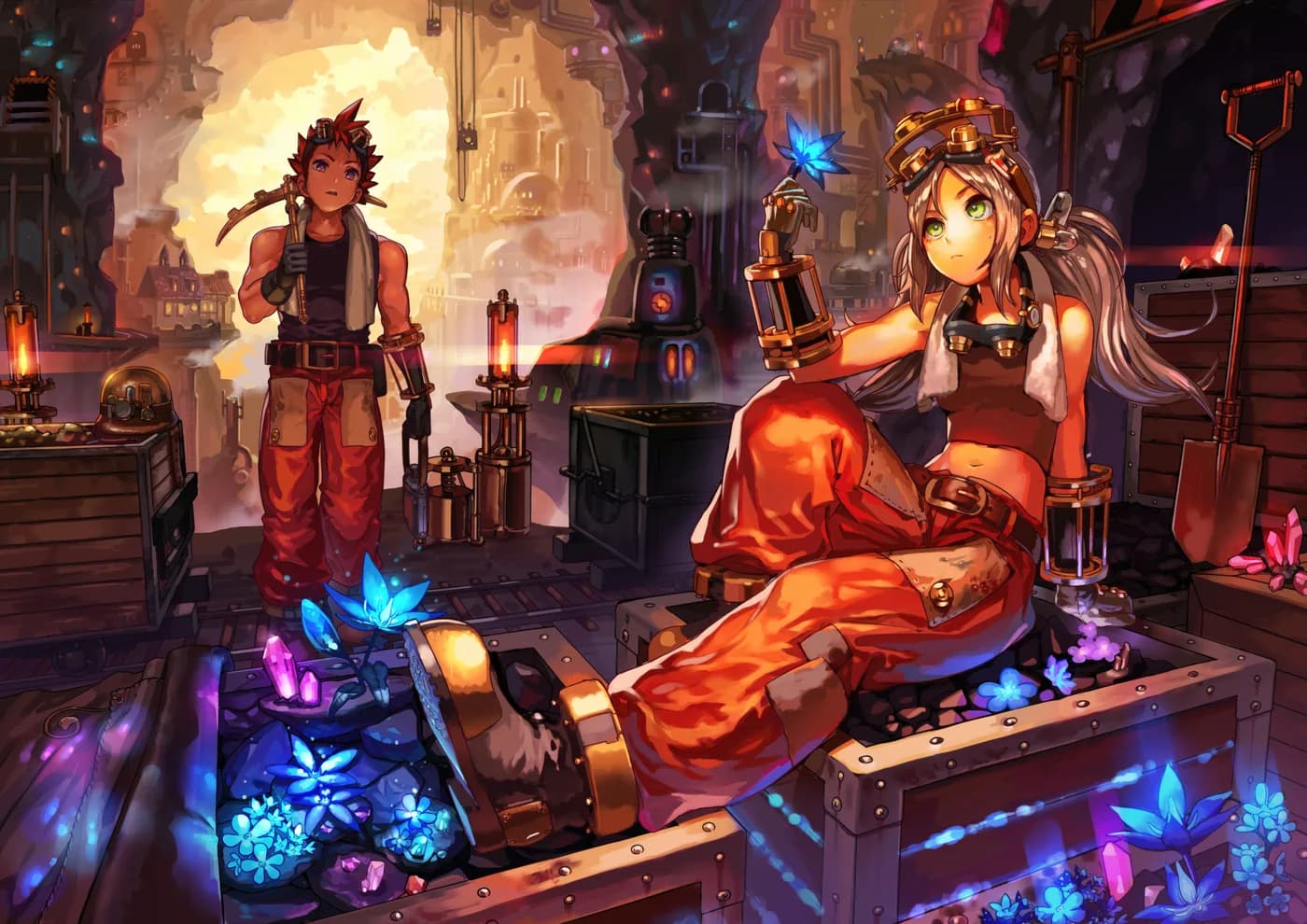 Mineros Steampunk con Cristales Magicos