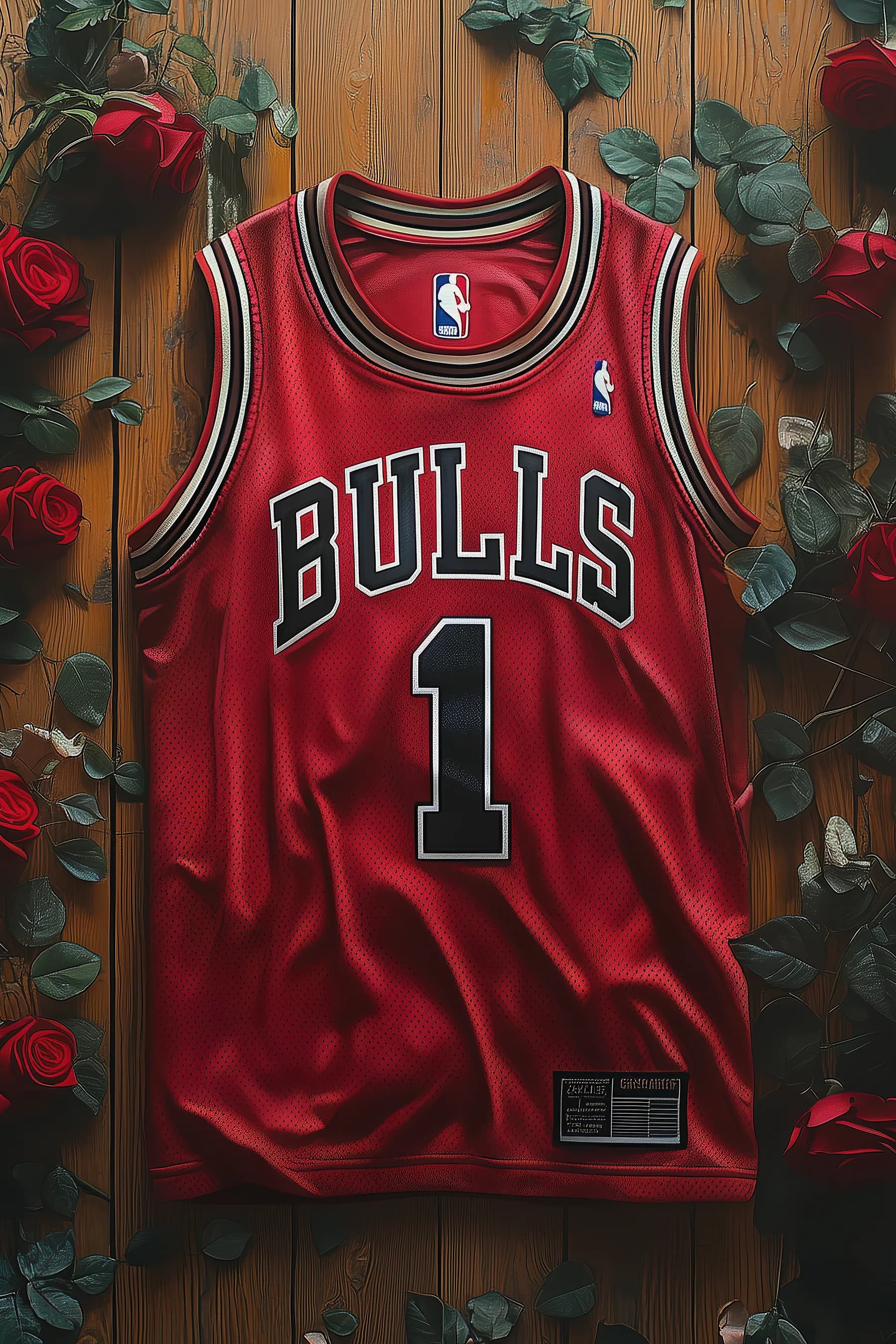 Camiseta Bulls Roja con Rosas Rojas