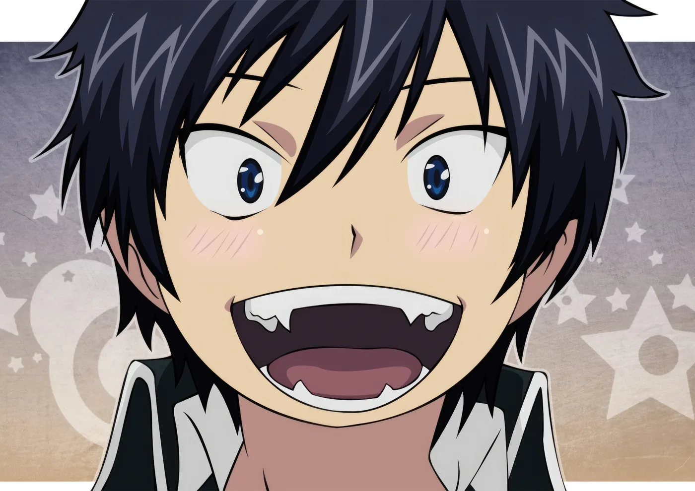 Rin Okumura Retrato Rostro Emocionado