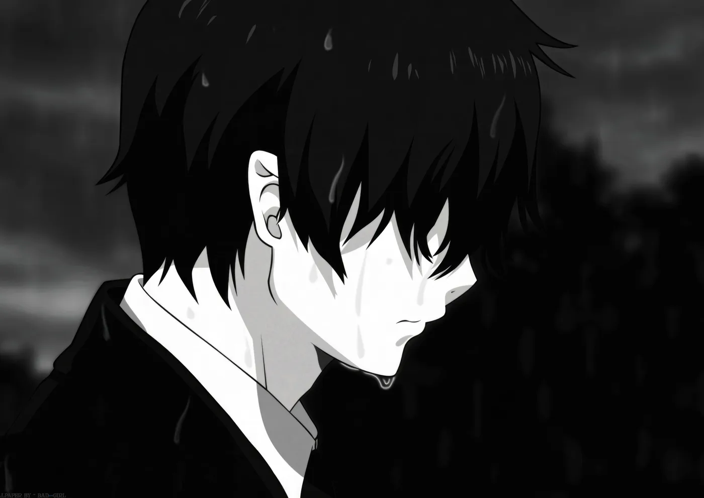 Yukio Okumura Perfil Blanco y Negro Llorando