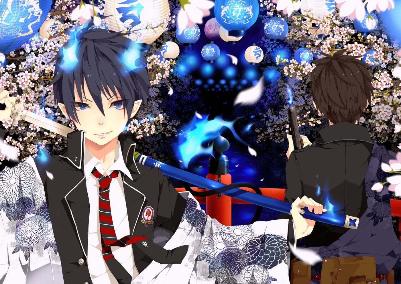 Rin y Yukio Espalda con Espalda en Festival