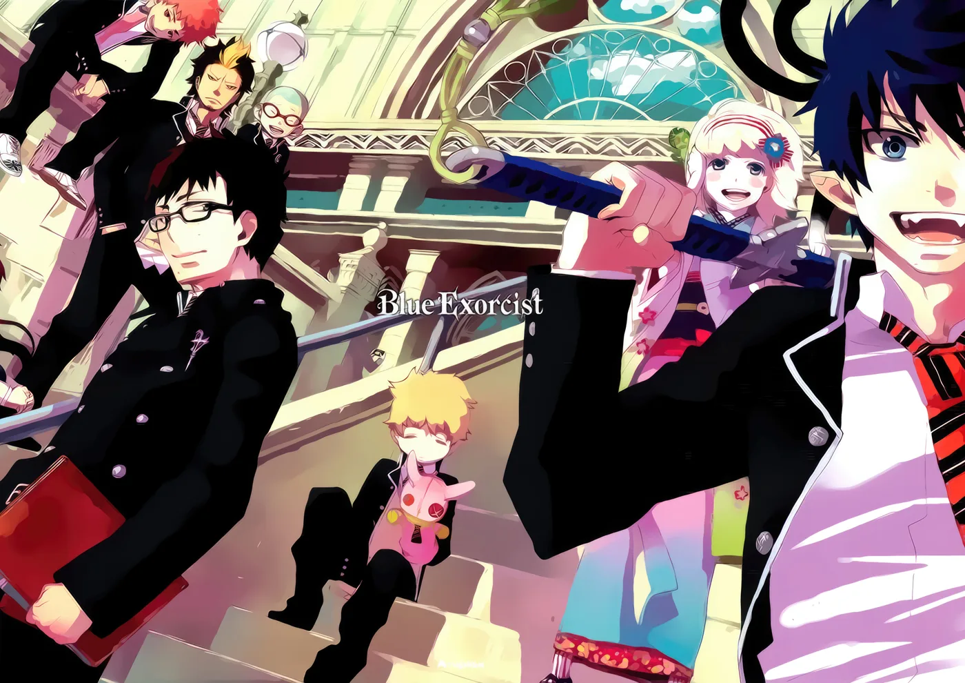 Blue Exorcist Logo con Rin y Shiemi